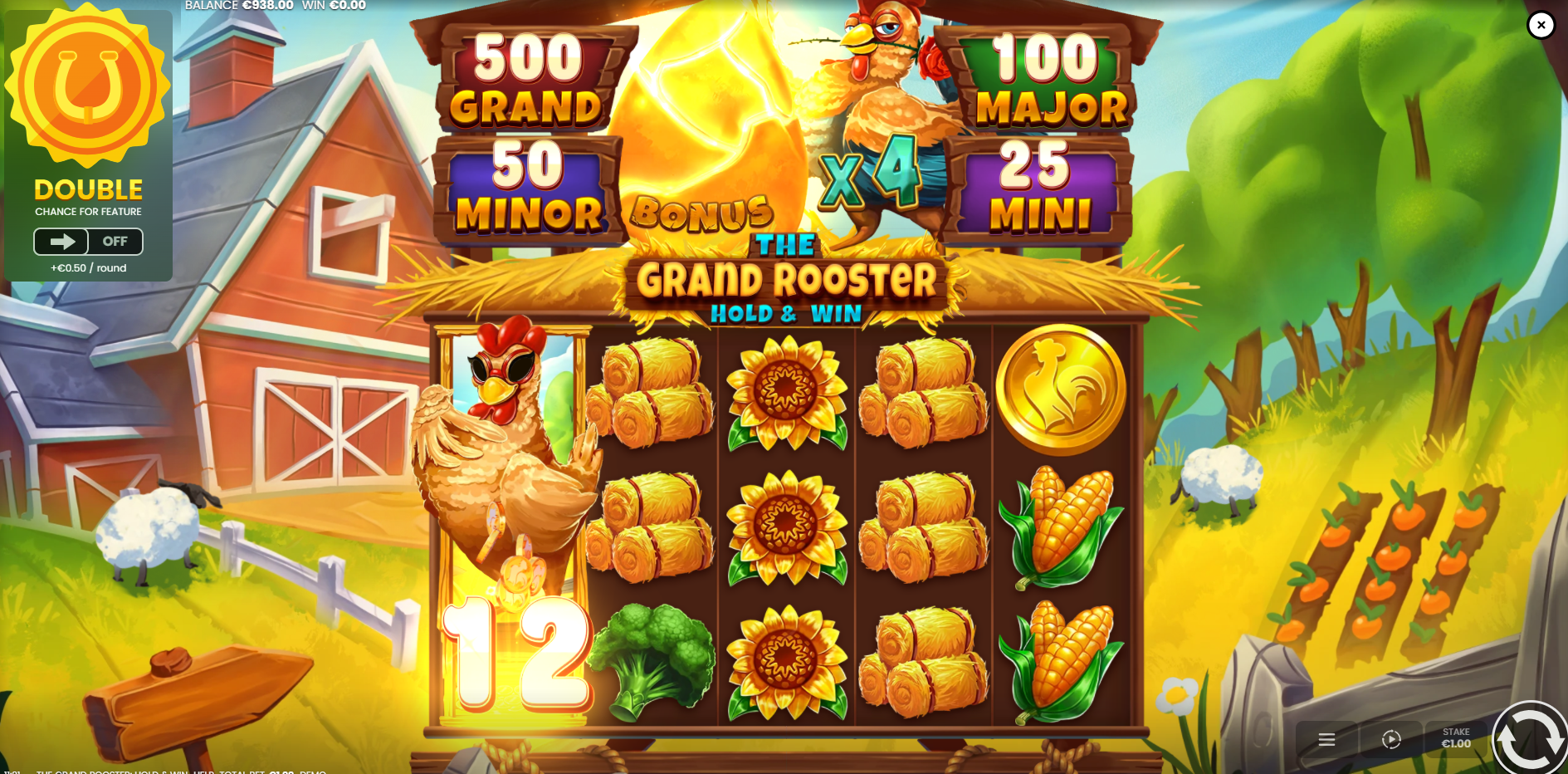 The Treasure Chicken Collects Cash Prizes Visible on The Reels