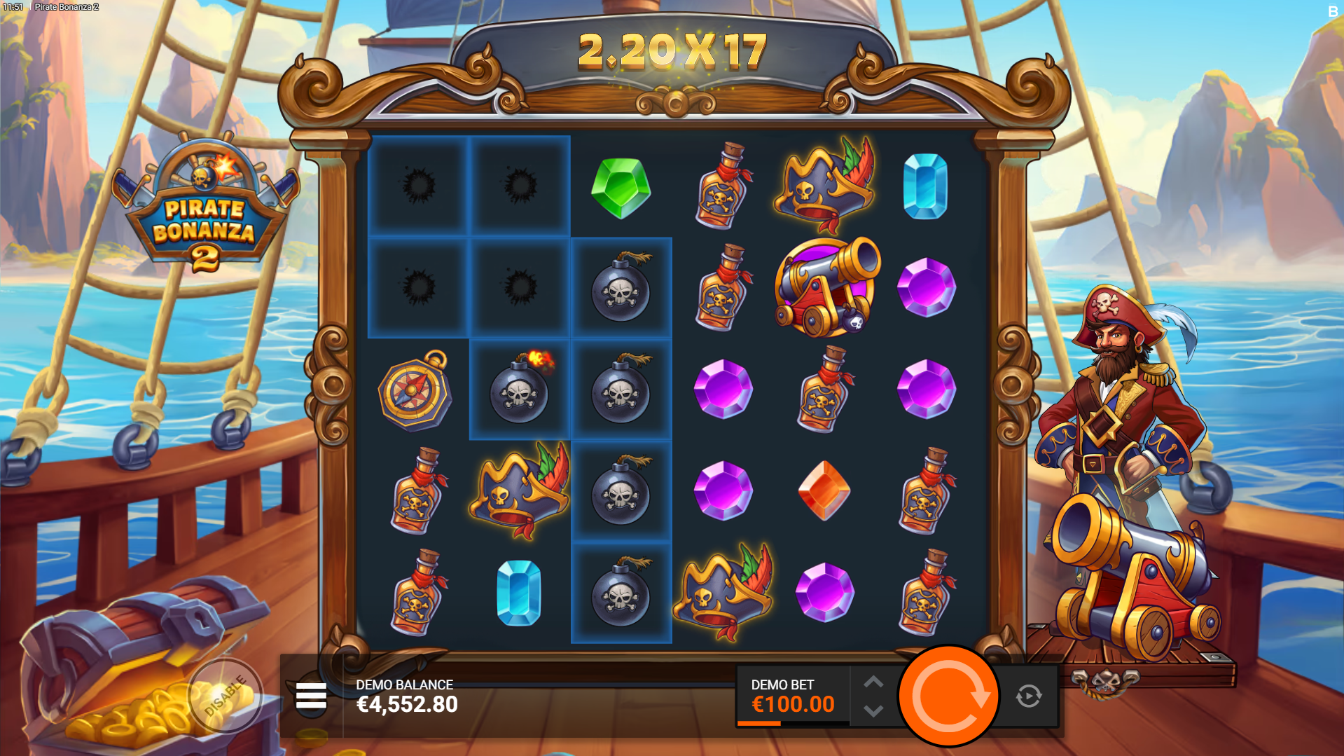 Highlighted Positions Reveal Multiplier Bombs When Activated, Including the Special Collecting "R-Bomb"