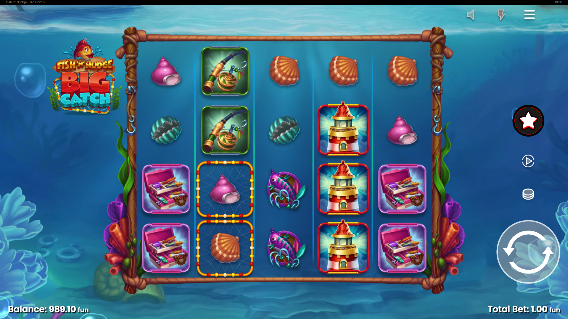 Net Symbols can Land on the Reels in Stacks of 4, Nudging Down One Position Each Spin