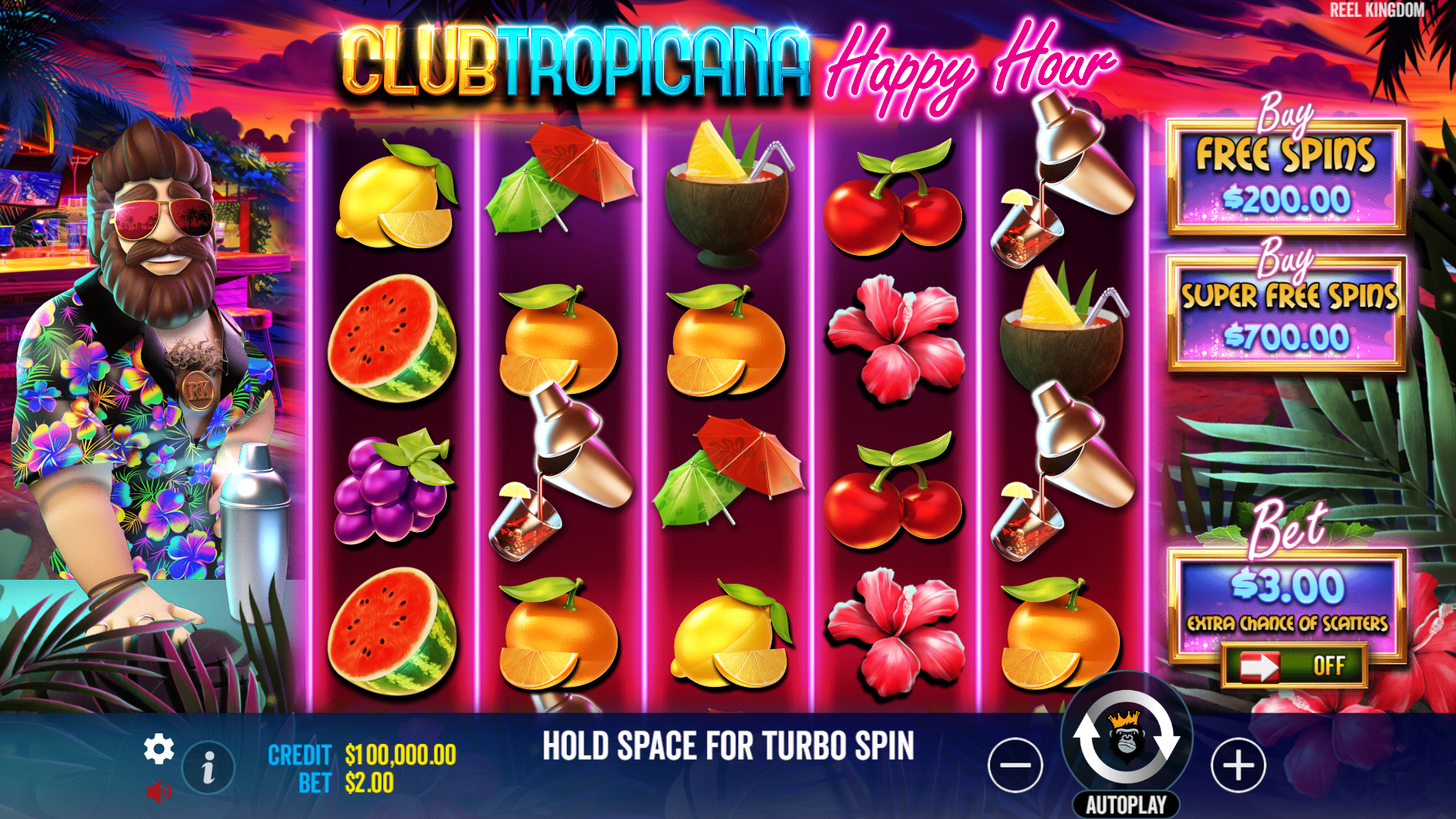 Club Tropicana Happy Hour Base Game Play