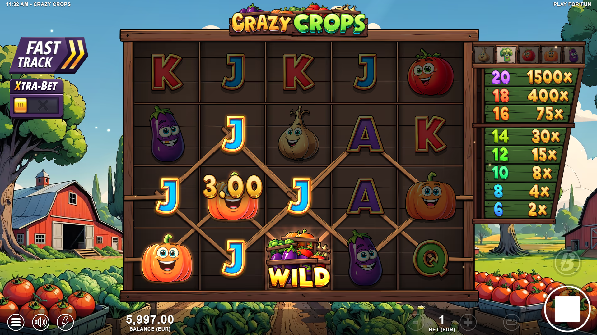 Crazy Crops Offers Players 20 Fixed Pay Lines