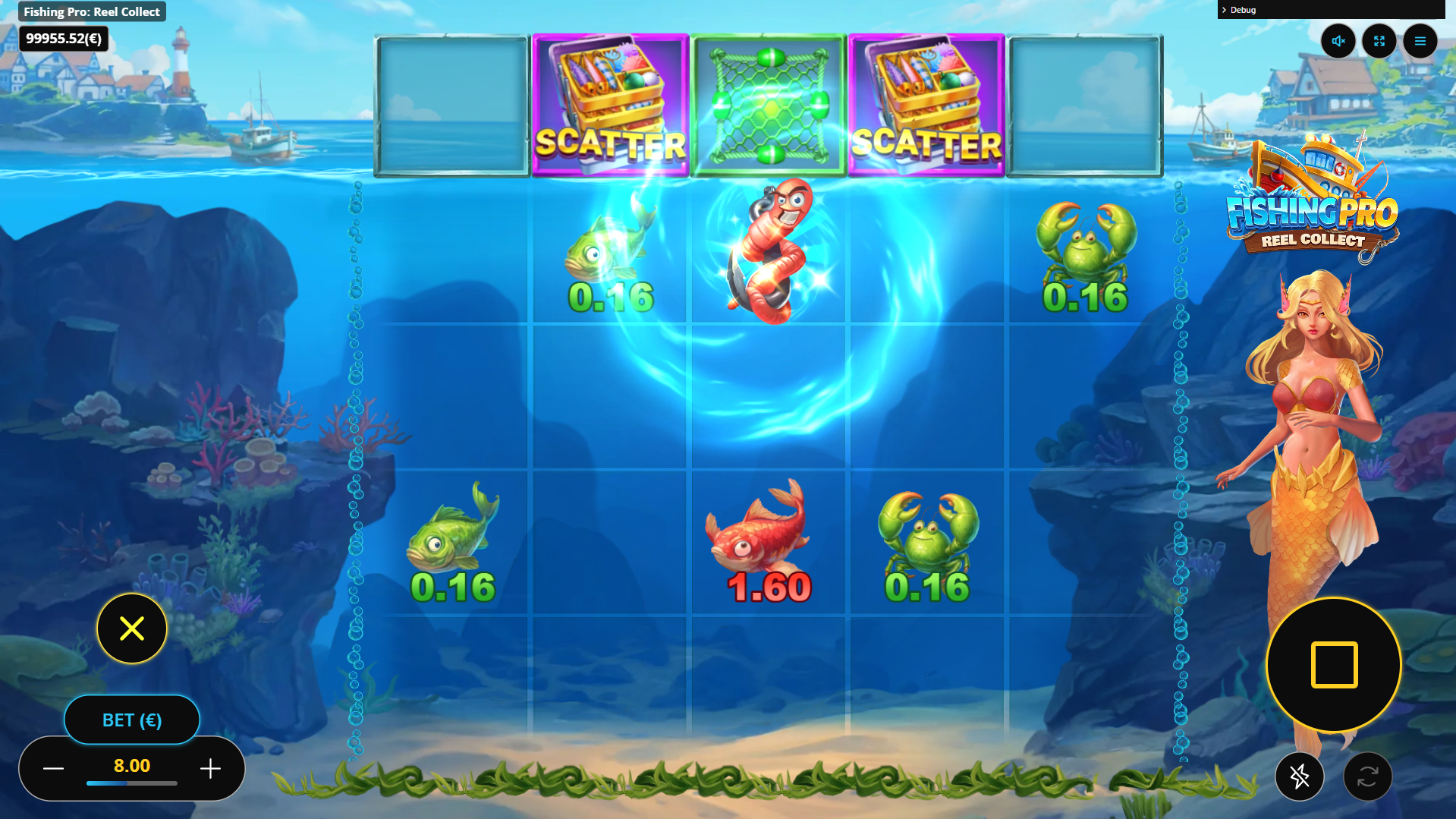 Land Bait and Bomb Upgrader Symbols to Add Prizes to the Reels and Make Catching Easier