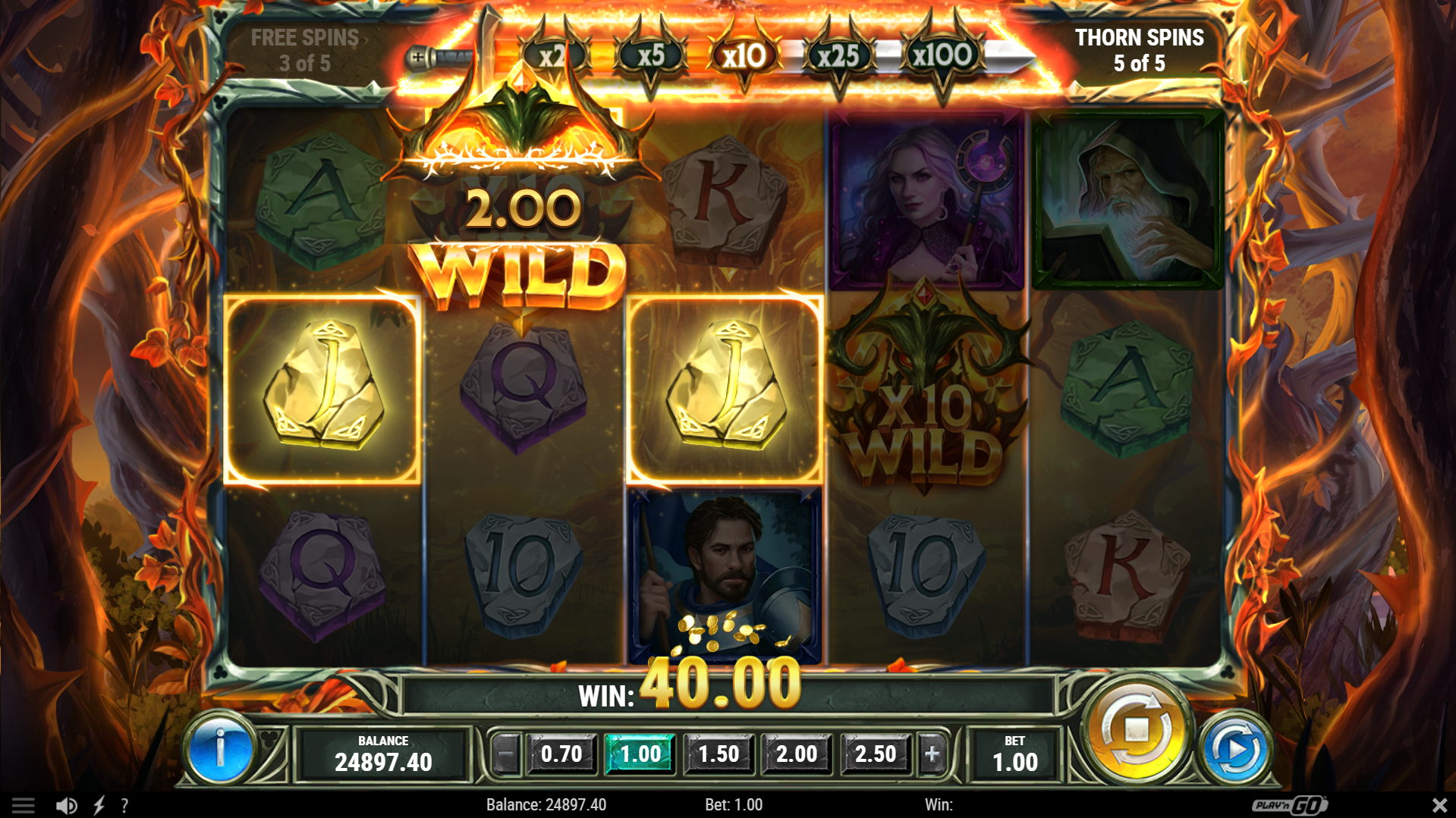 Trigger Thorn Spins During the Free Spins Round for 5 Additional Spins at the Current Locked Multiplier Level