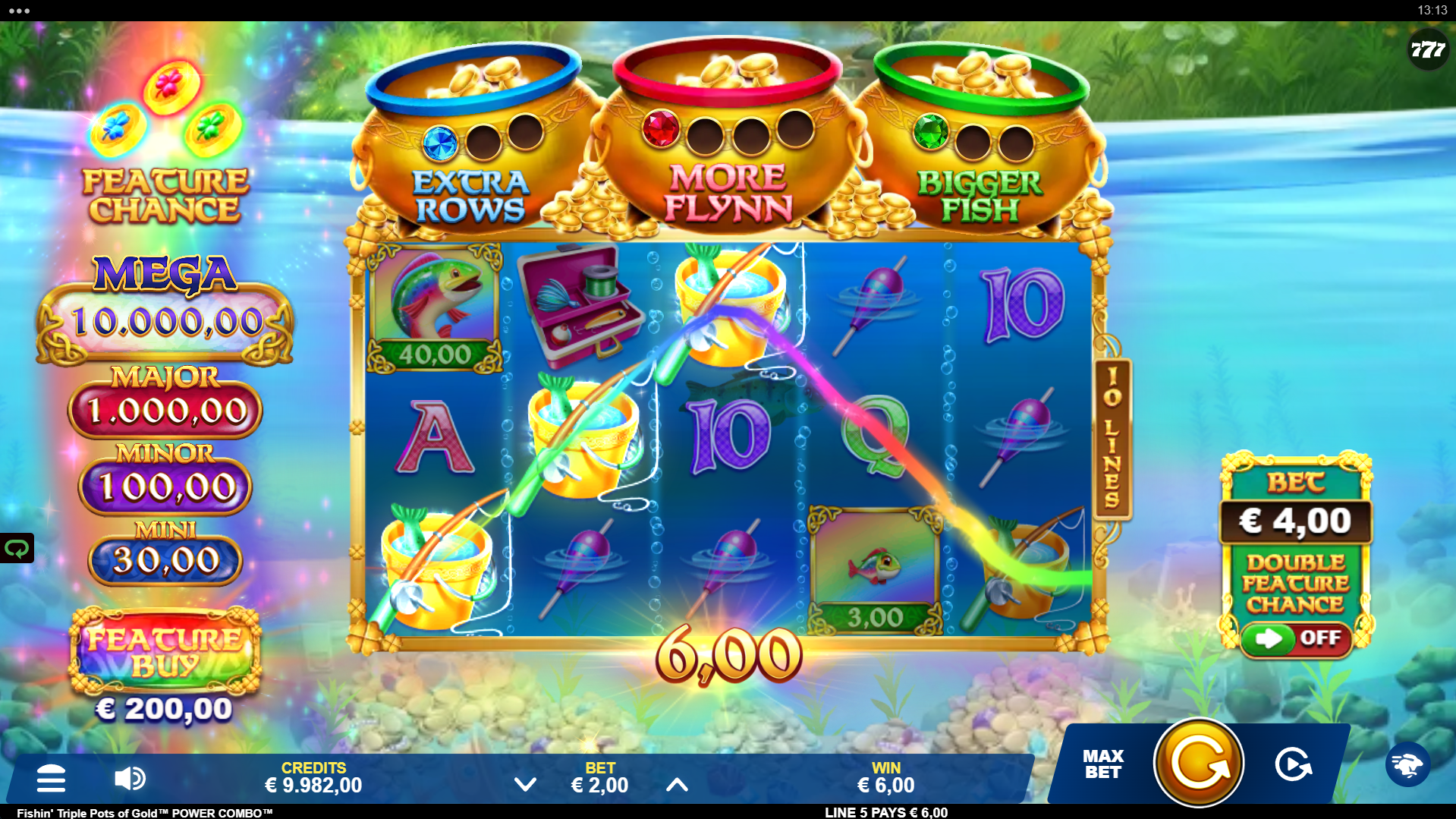 Fishin' Triple Pots of Gold Offers Players 10 to 25 Fixed Paylines