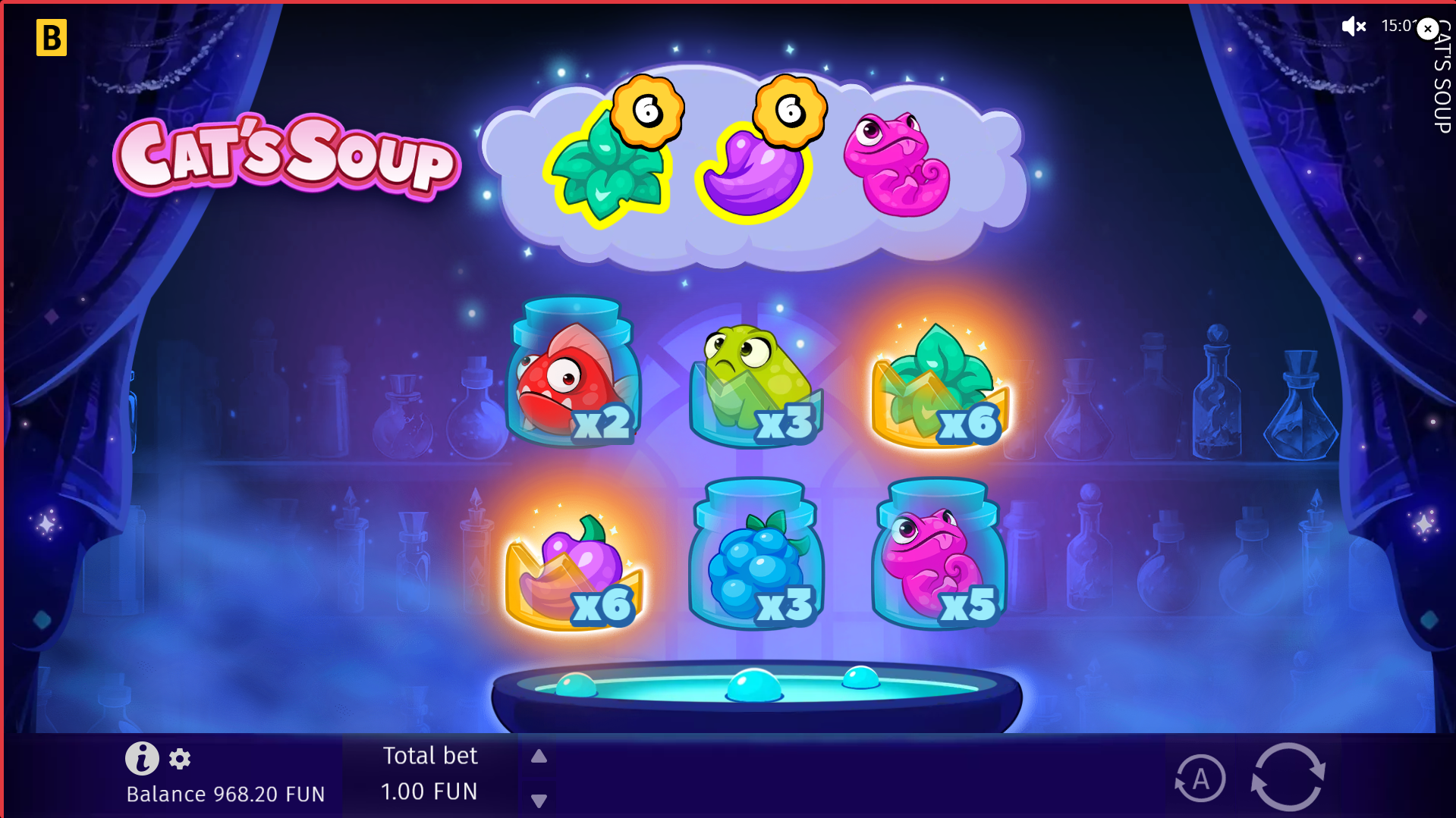 During the Bonus Game, Pick 3 Flasks to Reveal Multiplier that Multiply Together for Bigger Wins