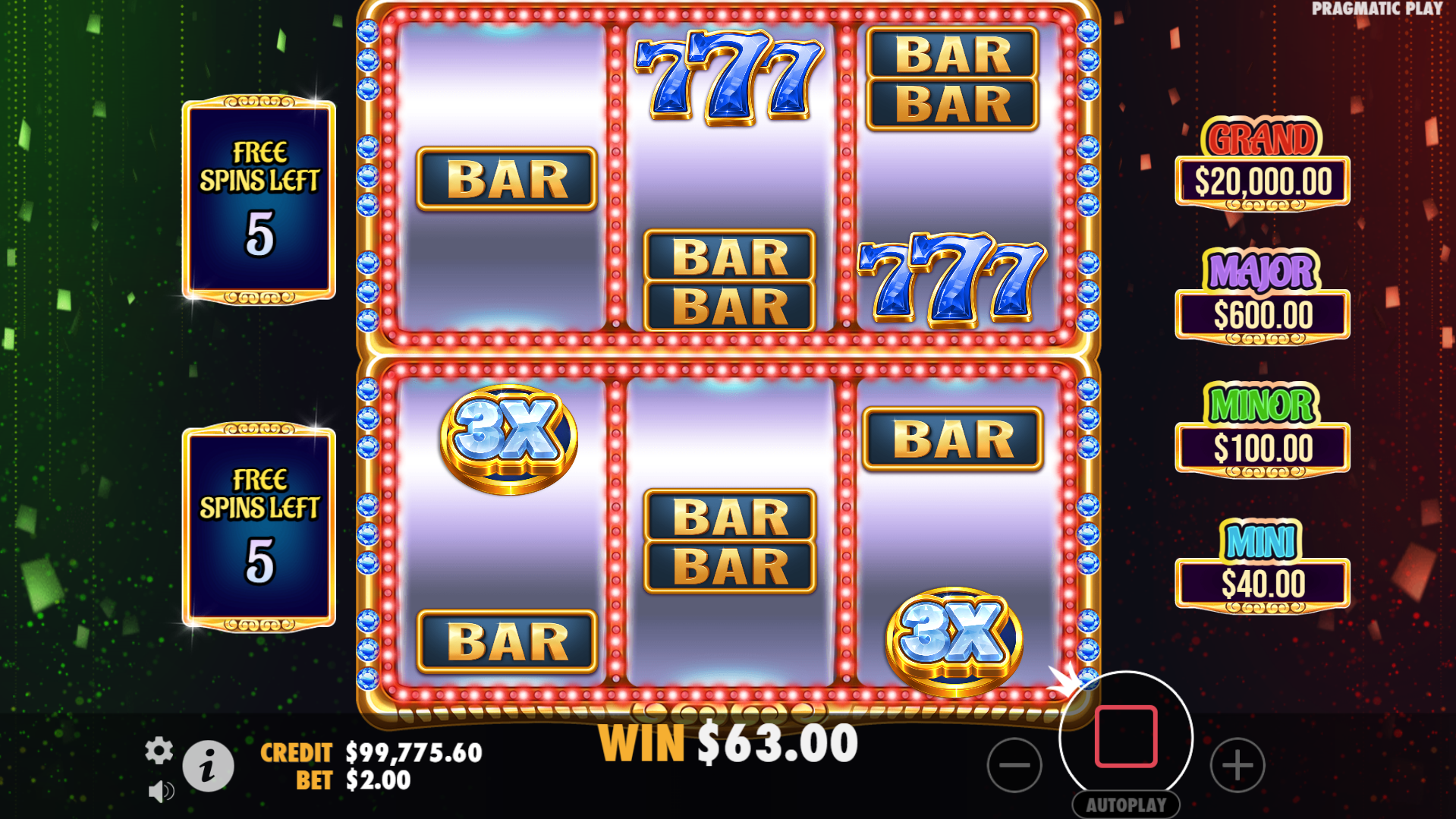 Trigger Free Spins with Multiple Gems for Double Game Grids, Additional Spins and Jackpot Prize Possibilities