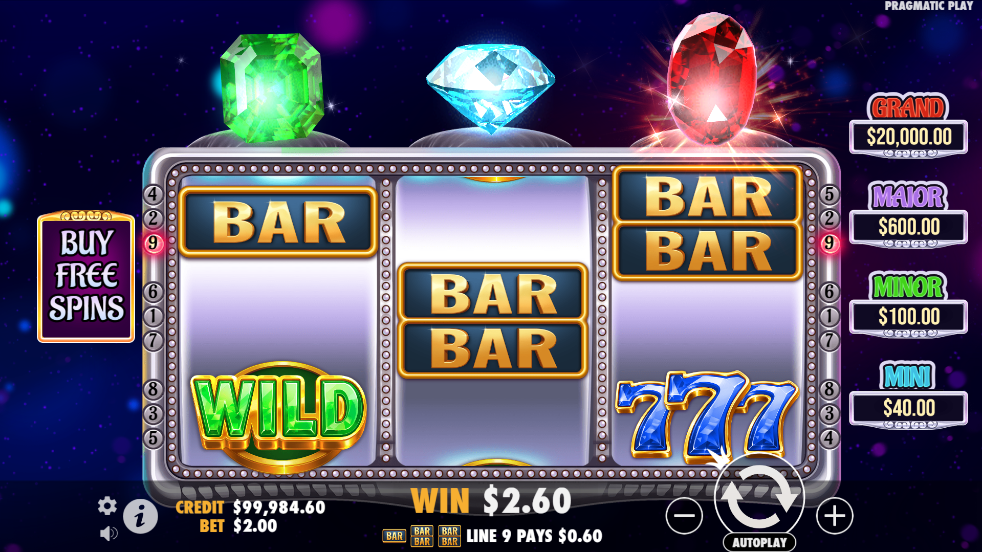 Gem Trio Offers Players 9 Fixed Pay Lines