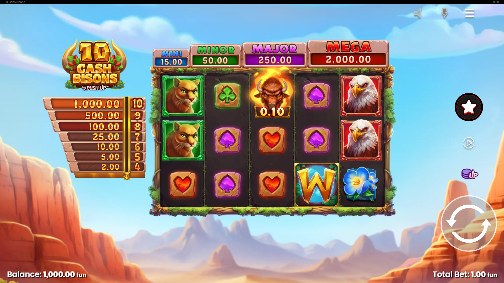 10 Cash Bisons Base Game Play