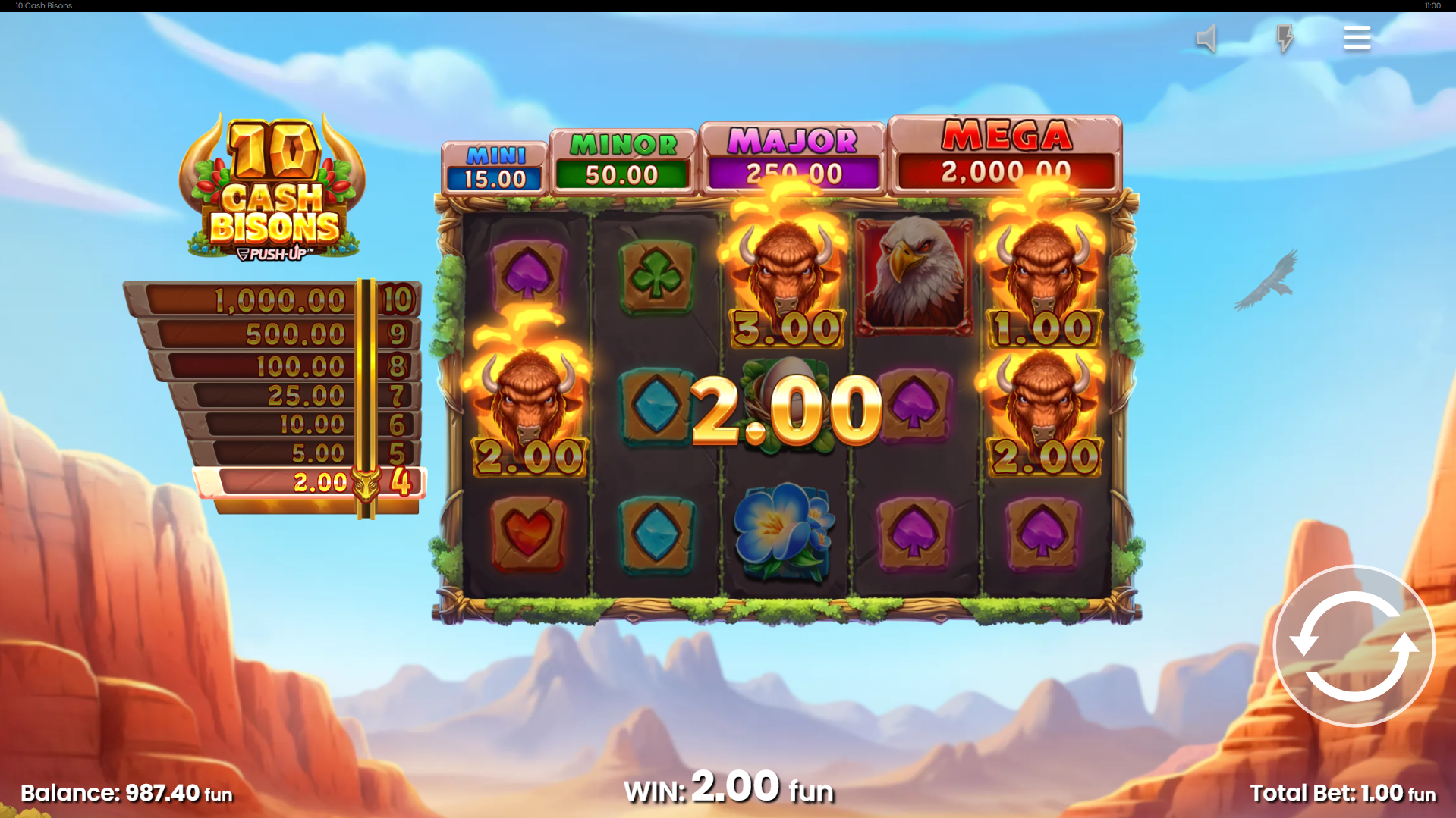 Land 4 or More Bison Symbols for Instant Prize Awards up to 1,000x Bet