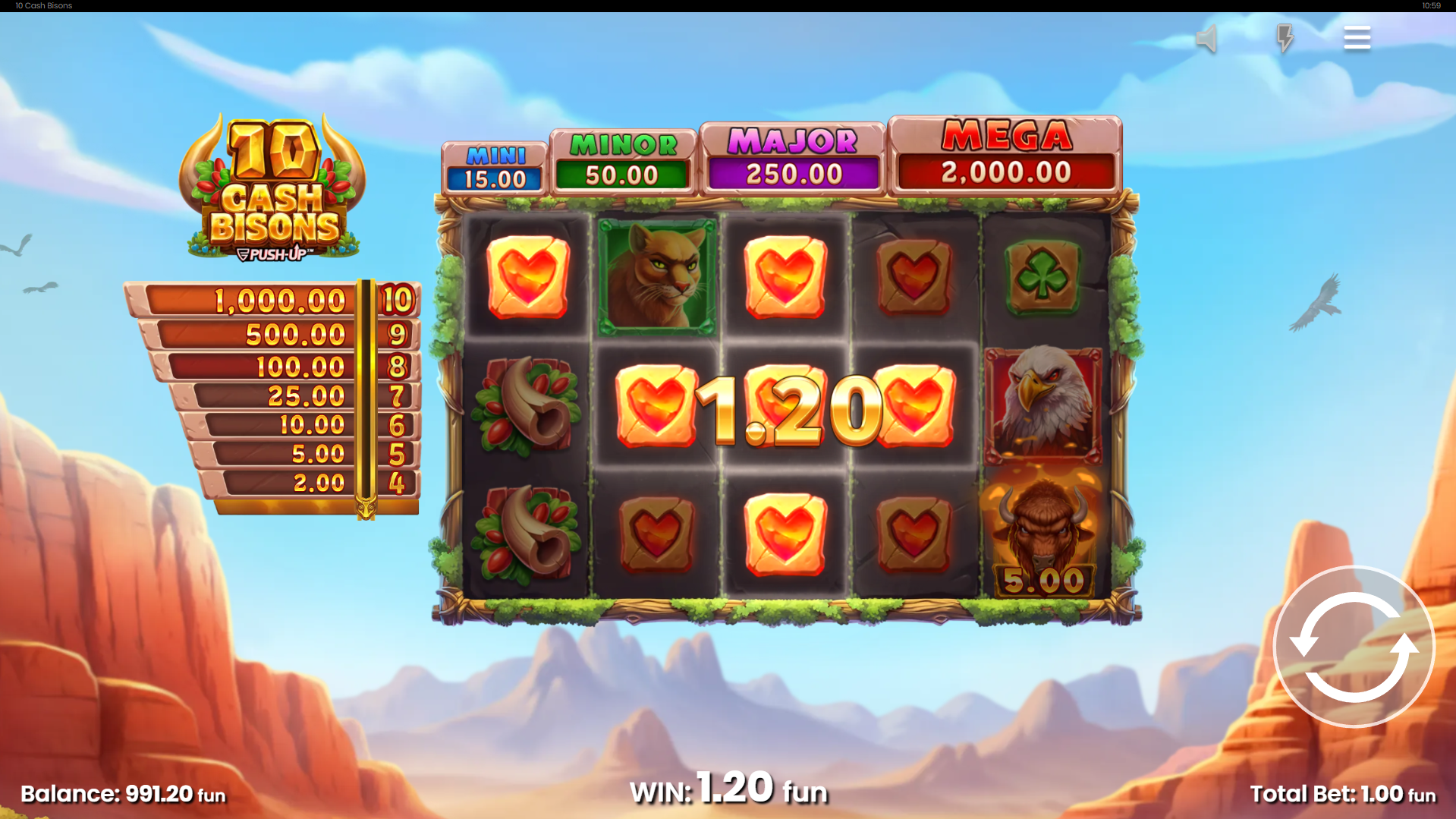 10 Cash Bisons Offers Players 20 Fixed Paylines