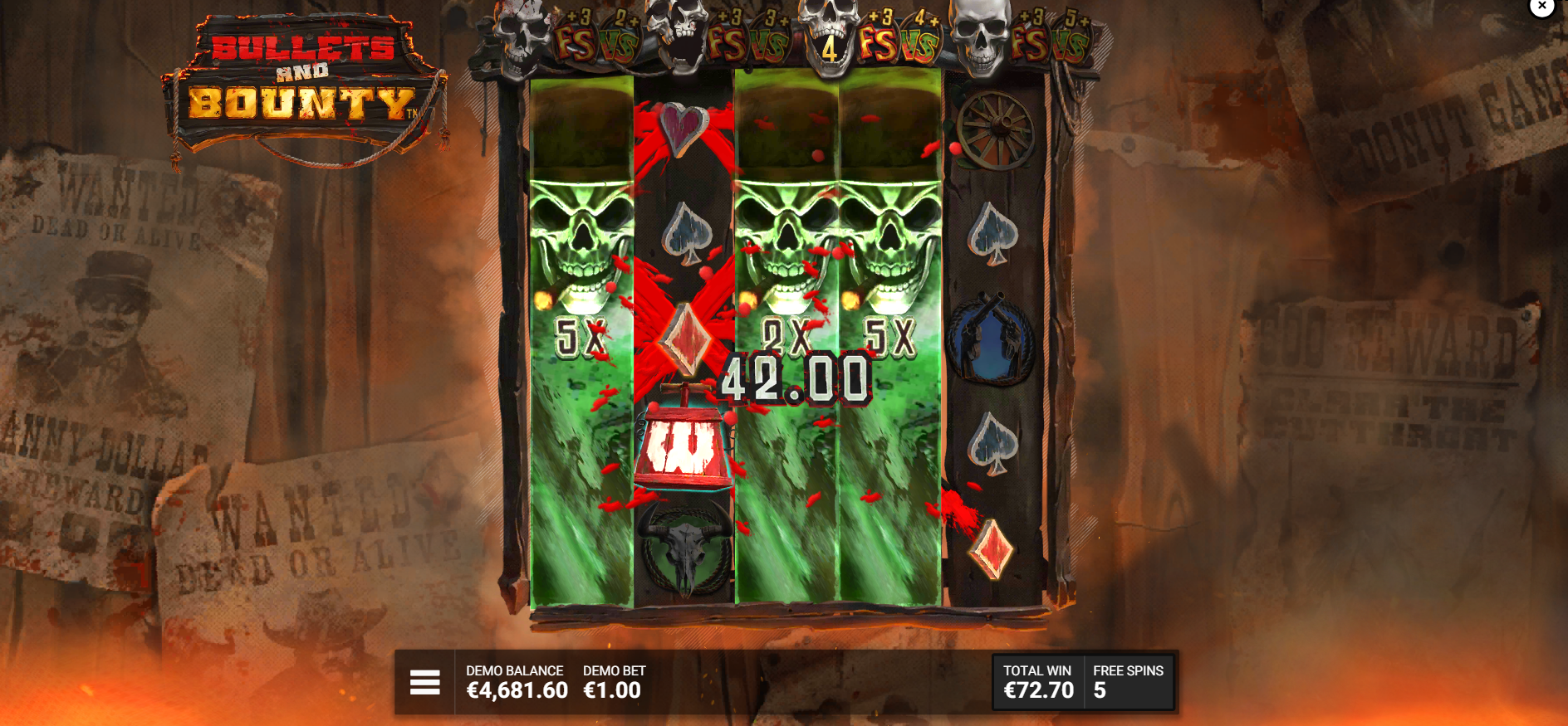 Bullets and Bounty Four Shots to Freedom Free Spins