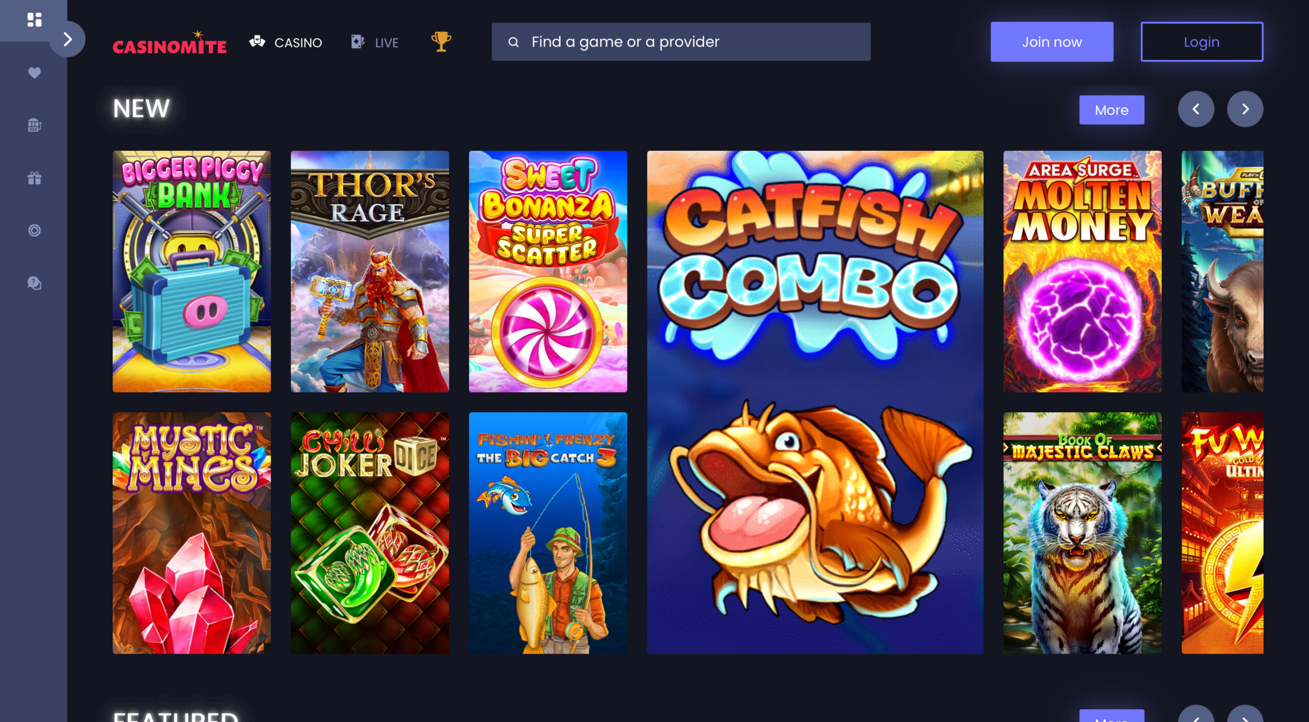 Casinomite Slot Selection