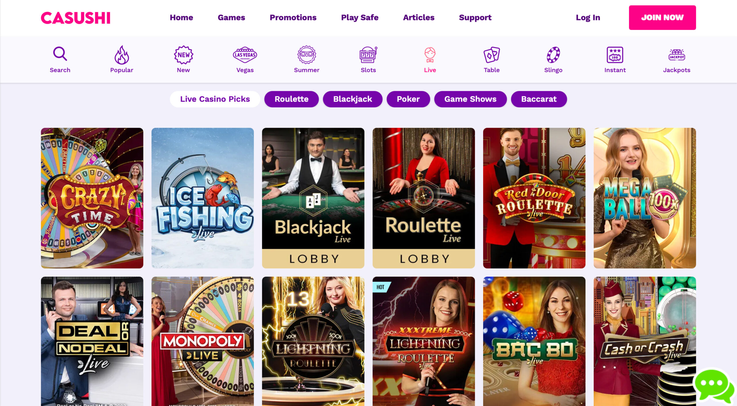 Casushi Live Casino