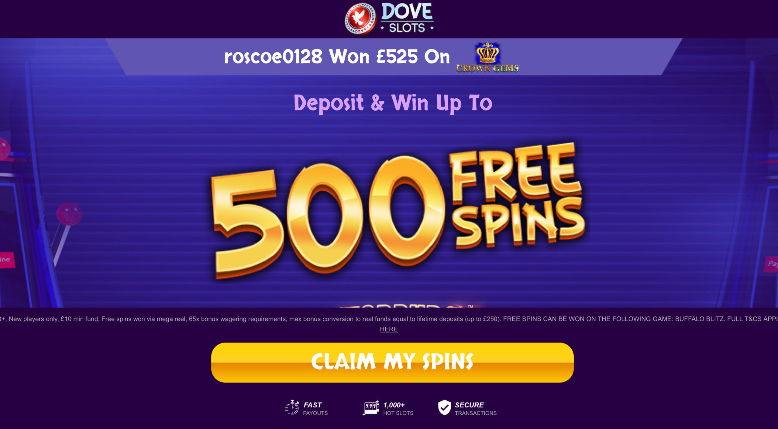 Dove Slots Welcome Bonus