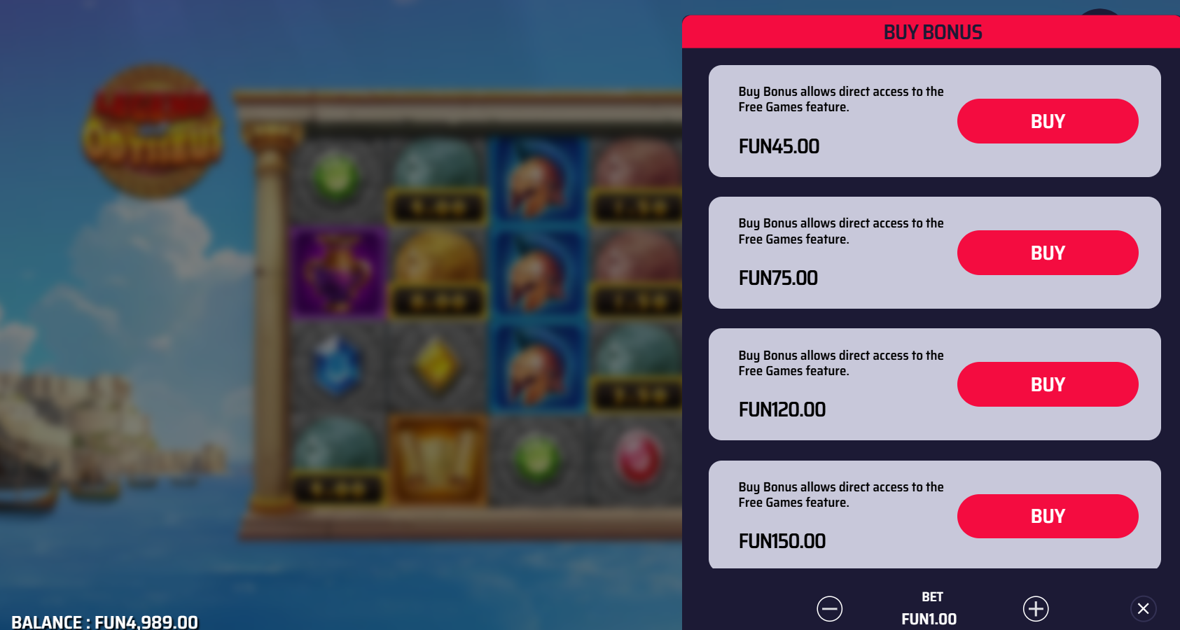 Legend of Odysseus Feature Buy Options