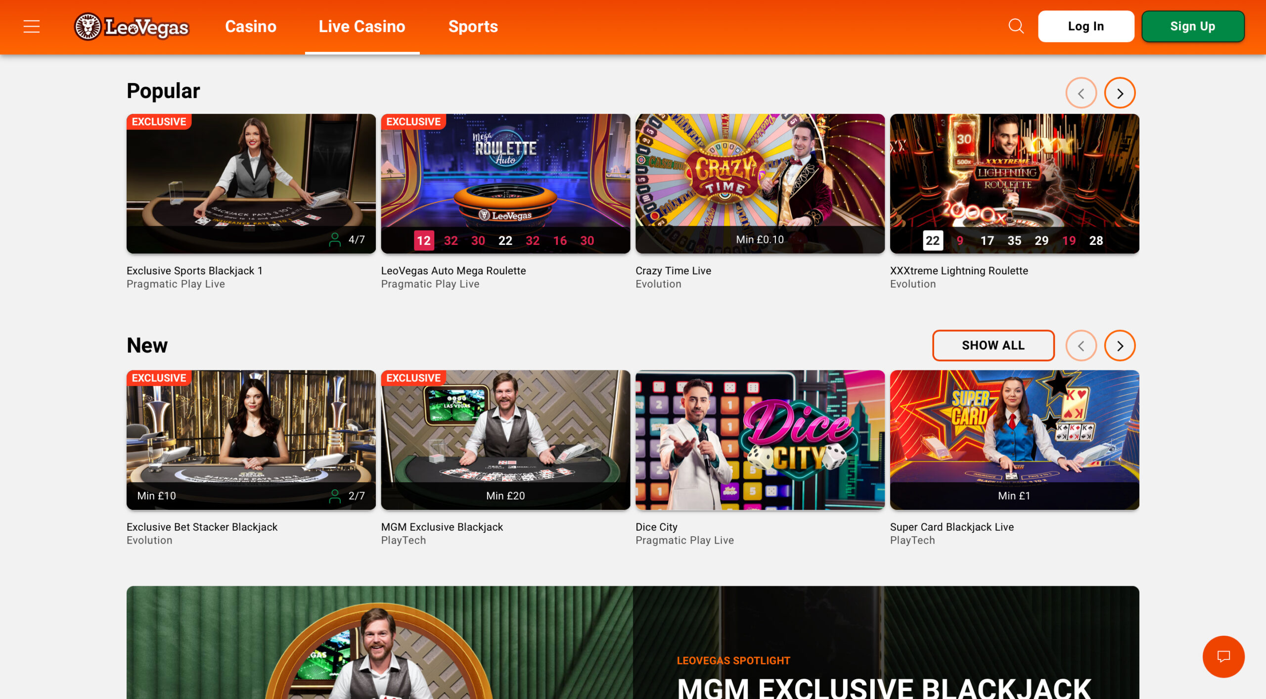 LeoVegas Live Casino