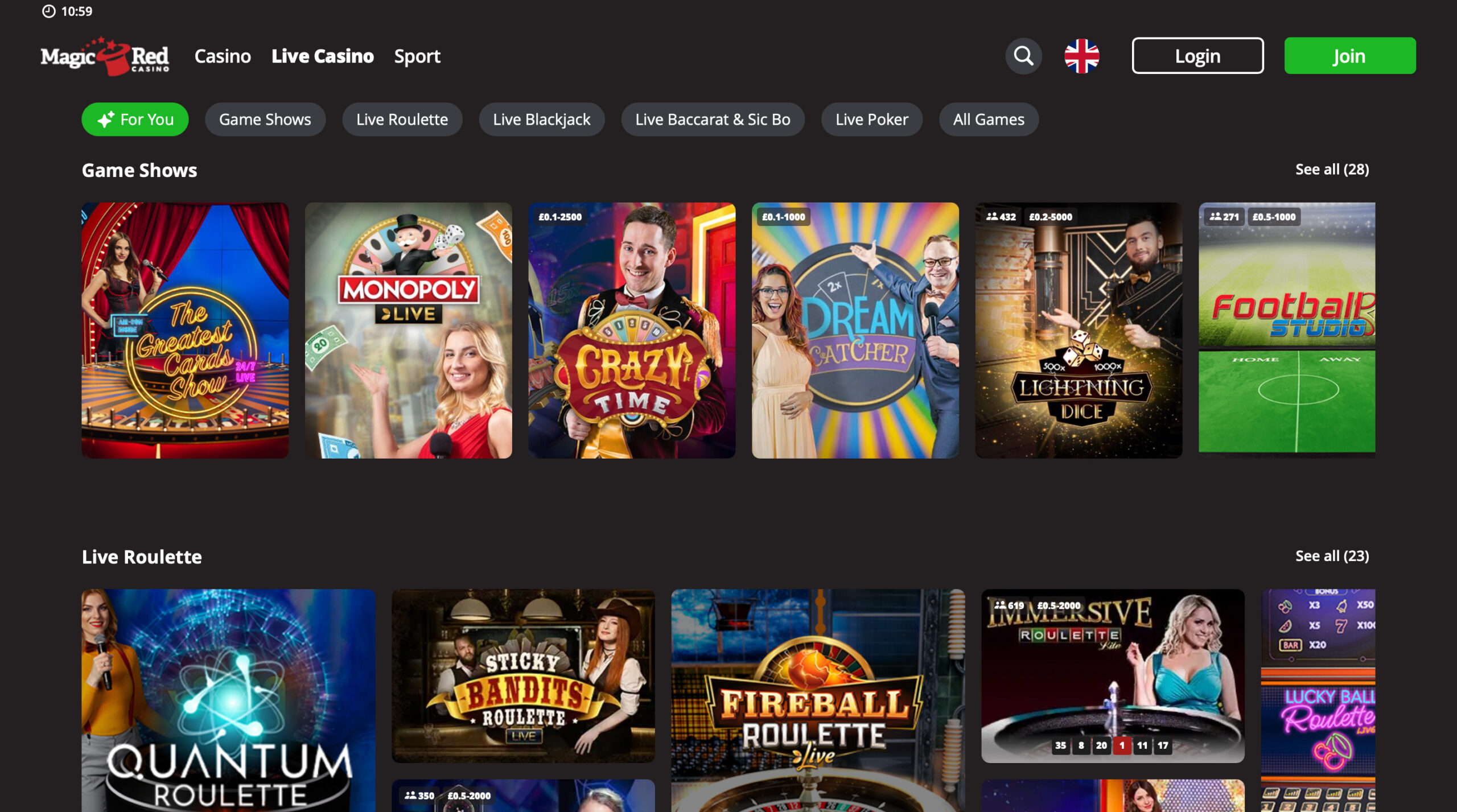 Magic Red Live Casino