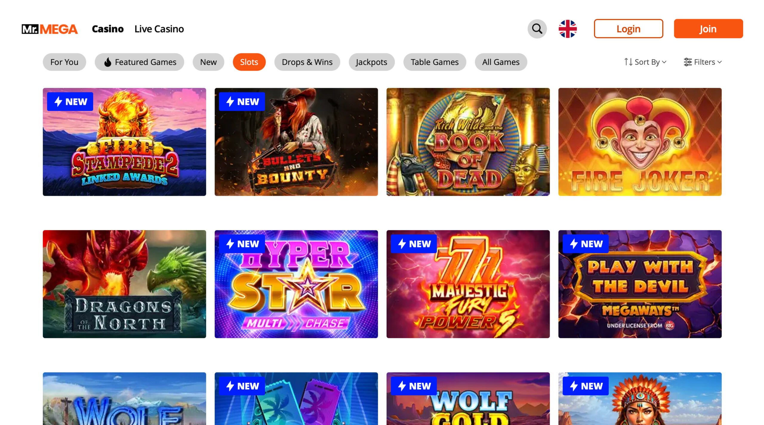 Mr Mega Slot Selection