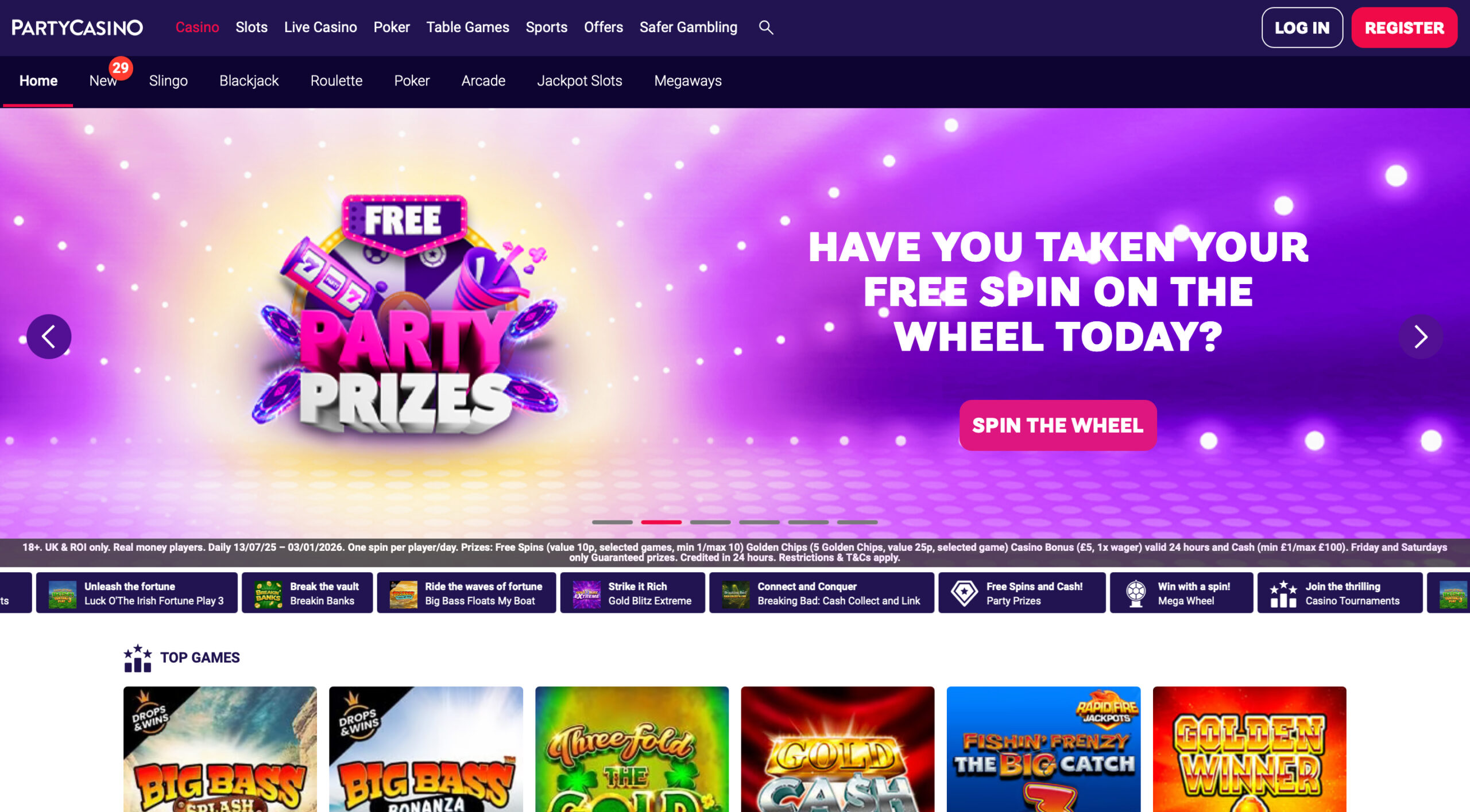 PartyCasino Homepage
