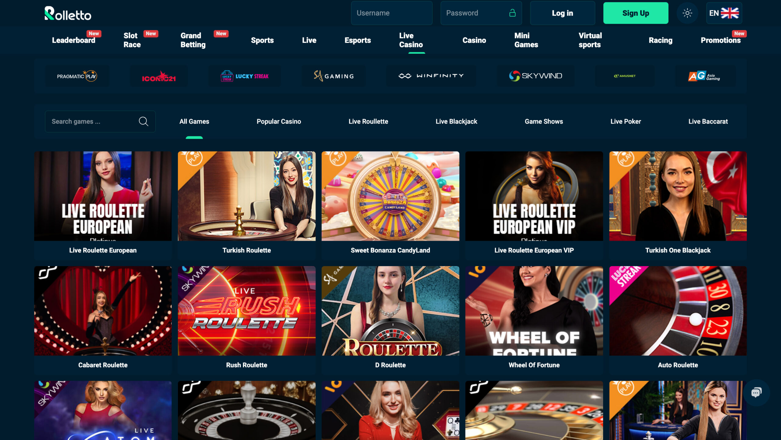 Rolletto Live Casino