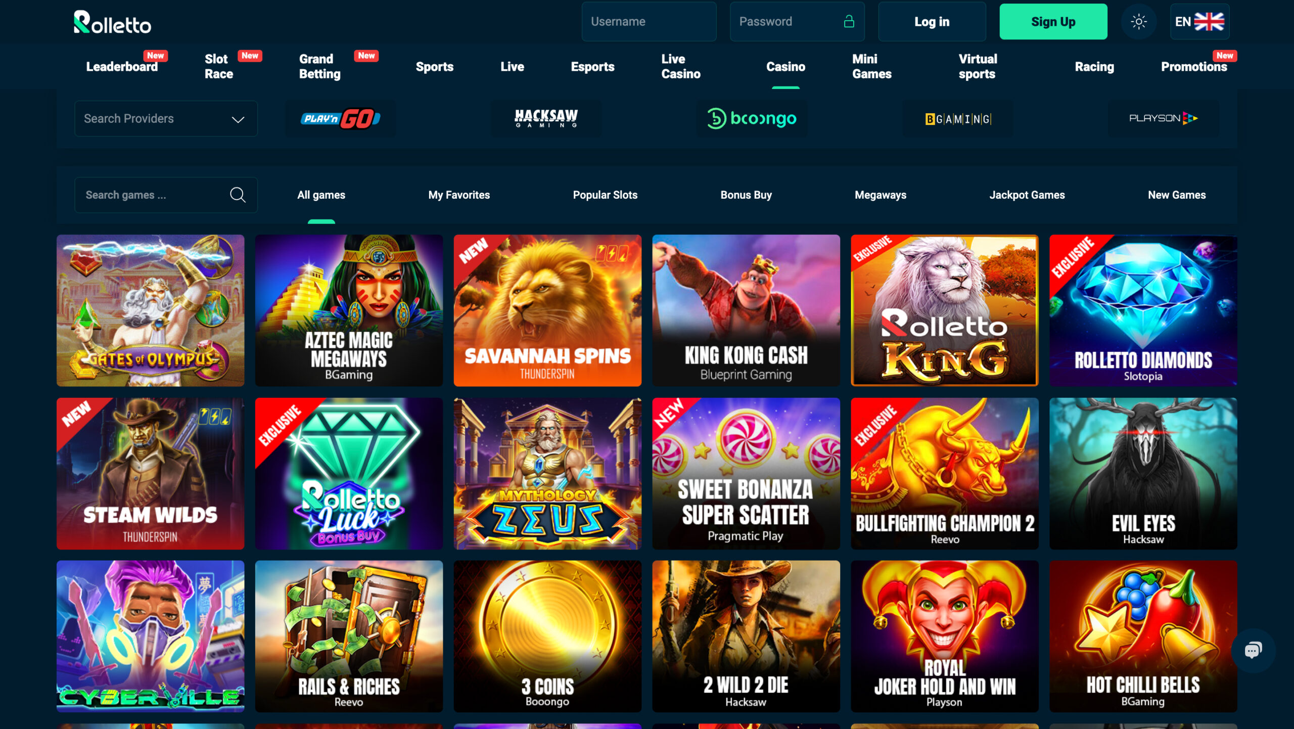 Rolletto Slot Selection