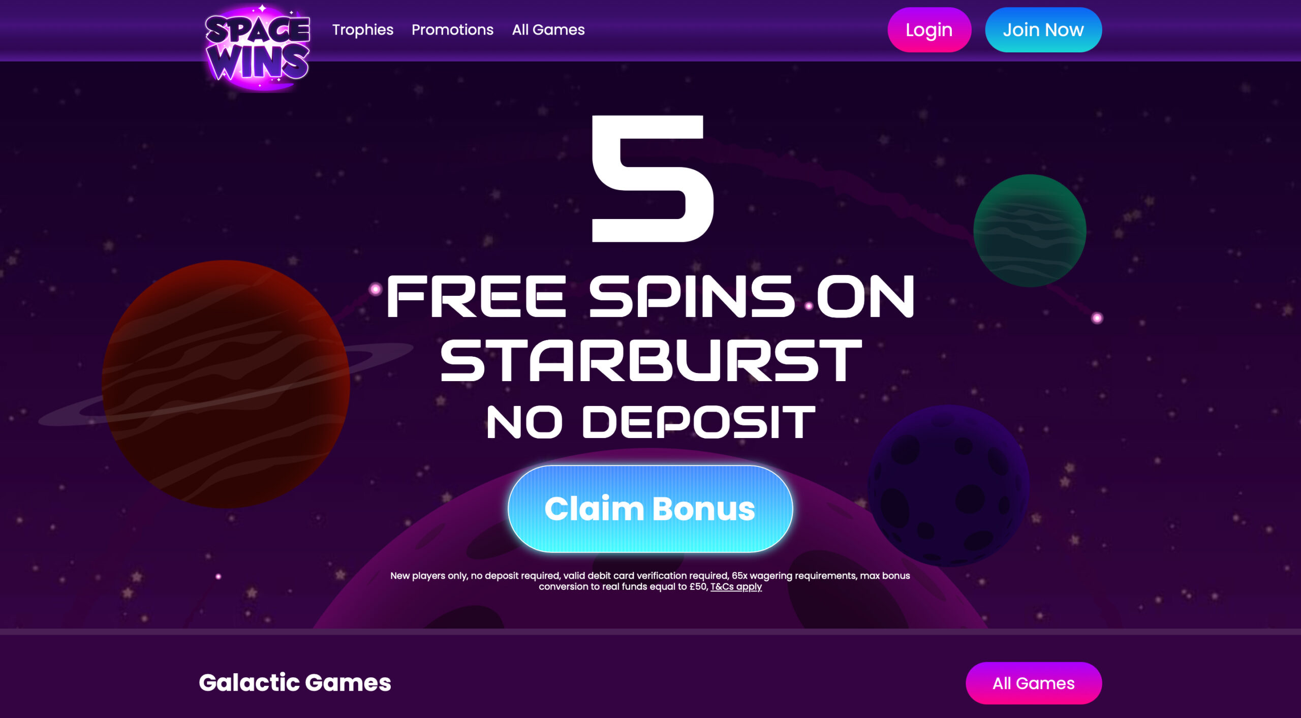 Space Wins Welcome Bonus