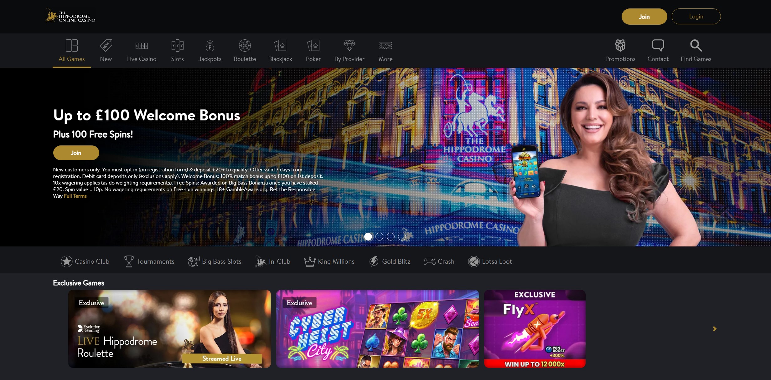 The Hippodrome Online Casino Homepage