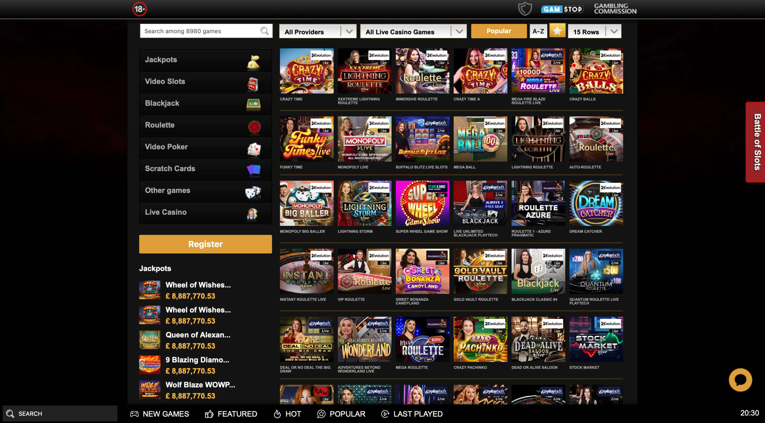 Videoslots Live Casino