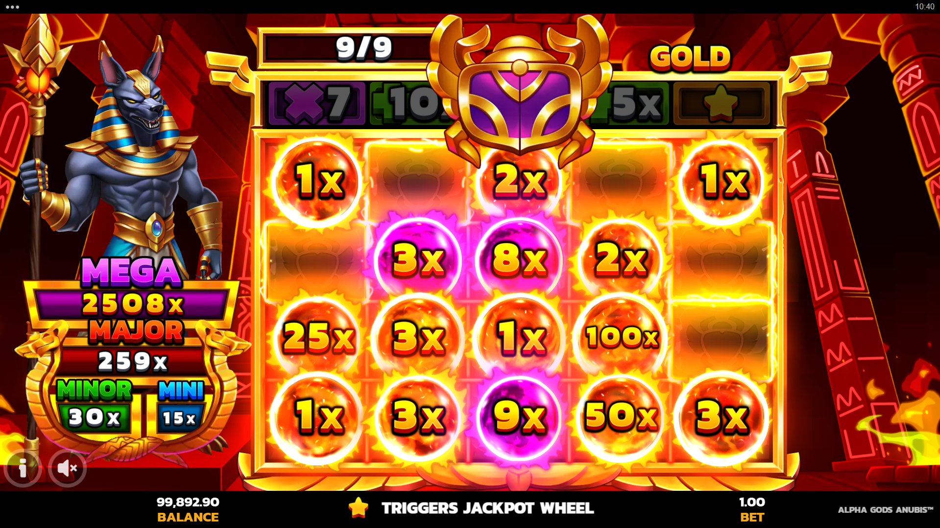 Alpha Gods Anubis UpZones LockNWin Bonus Play