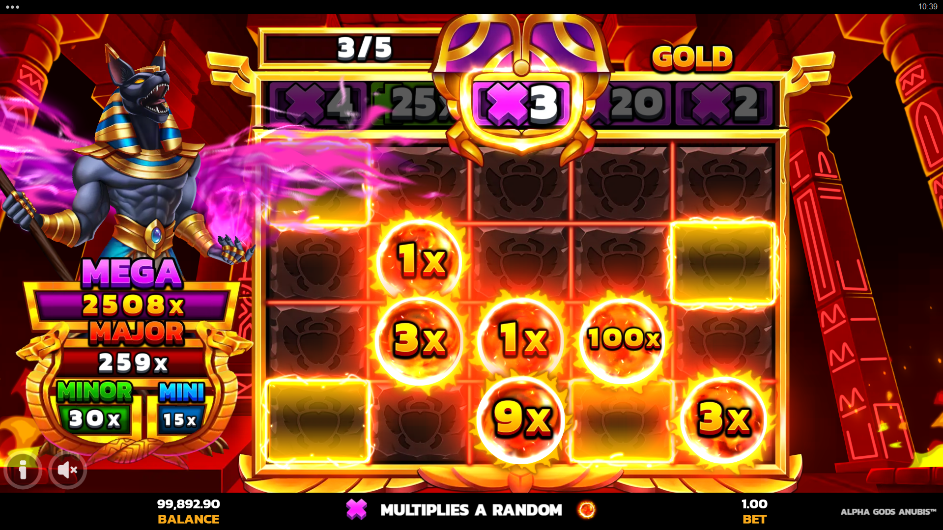 During the UpZones LockNWin Feature, Landing Fireball Symbols within UpZones Activates the Top Row of Special Symbol Enhancements