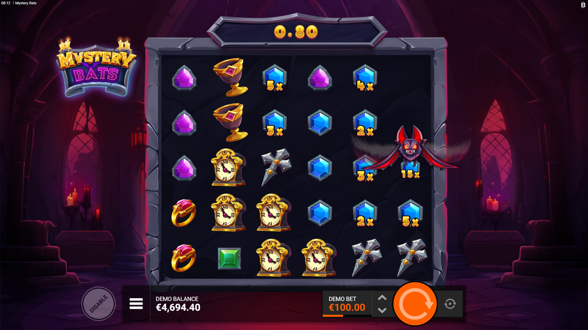 Mystery Bats Activate, Flying to the Top of the Grid, Transforming Symbols and Applying Multiplier Values