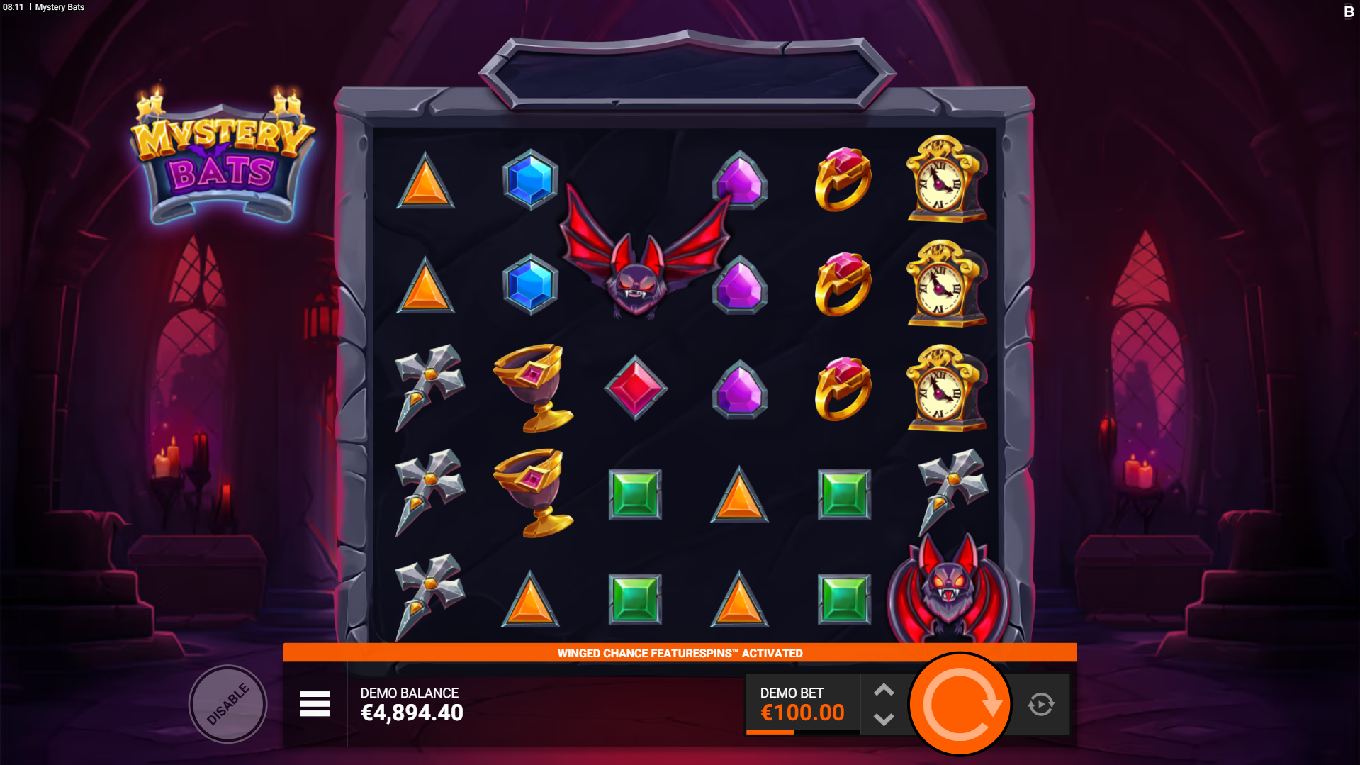 During Each Spin, 1 or More Mystery Bat Symbols Can Land on the Reels, Activating Once no Further Winning Combinations can be Made