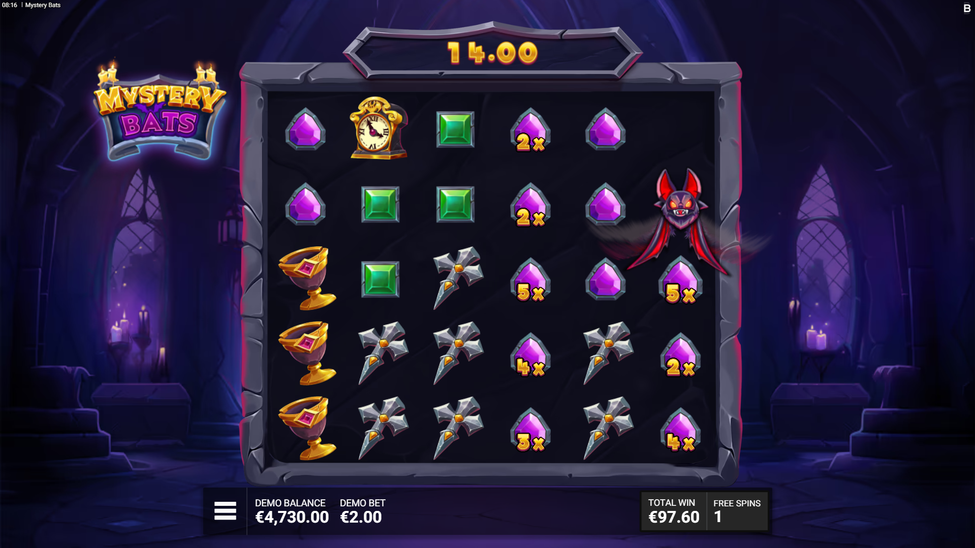 2 Free Spins Bonus Rounds Offer Increased Chances of Landing Mystery Bats, with Guaranteed Bats During The Swarm