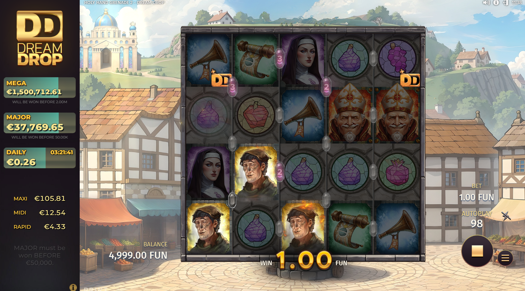 Holy Hand Grenade 2 Dream Drop Offers Players 26 to 52 Paylines