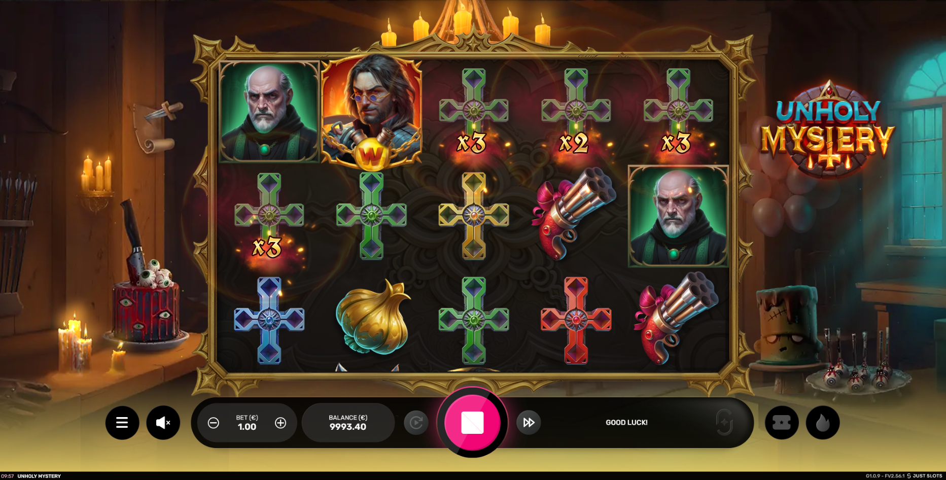 Land Mystery Symbols During Base Game Play for a Same-Symbol Reveal and Random Win Multiplier up to x100