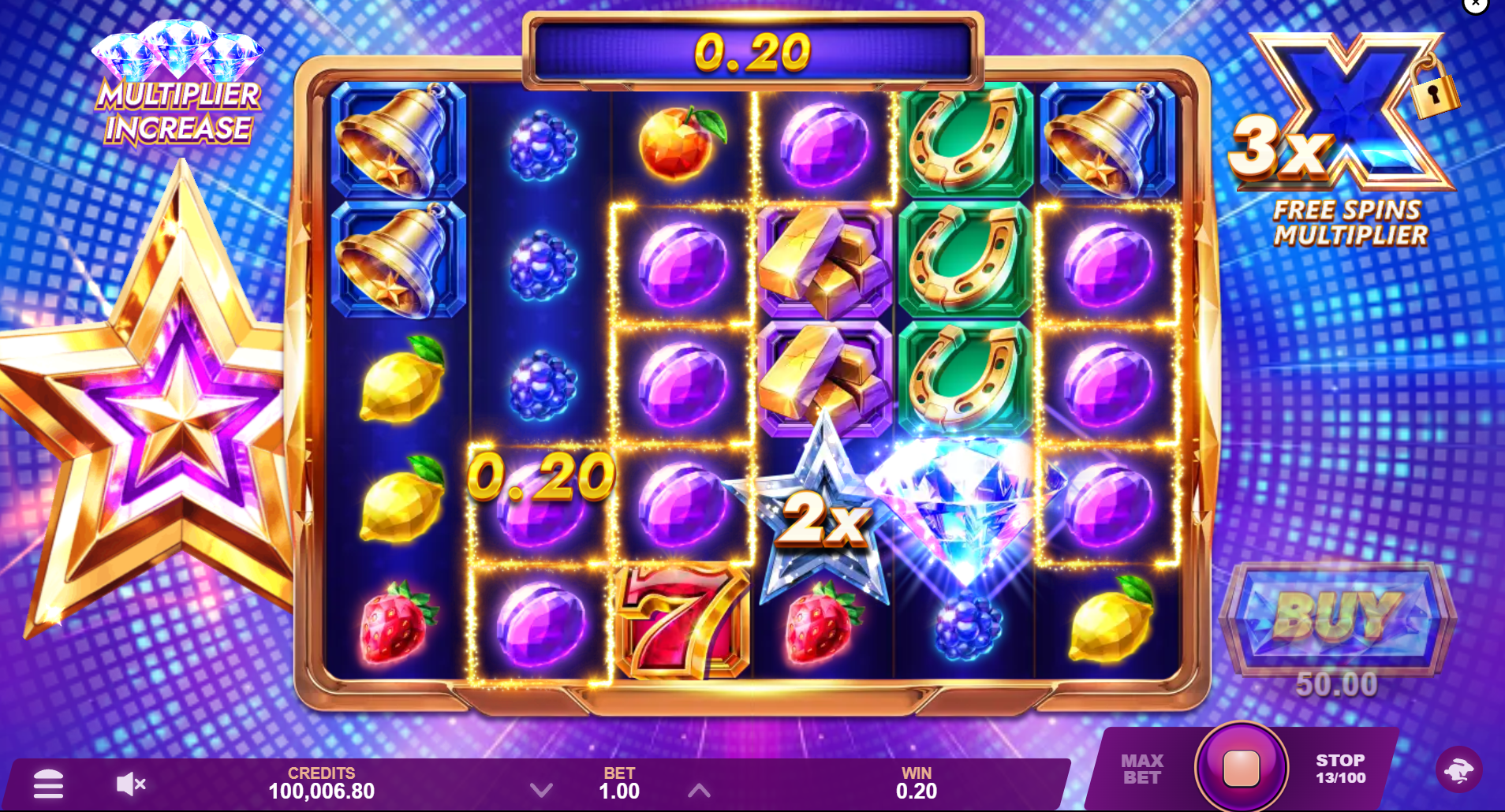 Land Multiplier Symbols on any Spin, Between 2x to 100x, for Bigger Returns