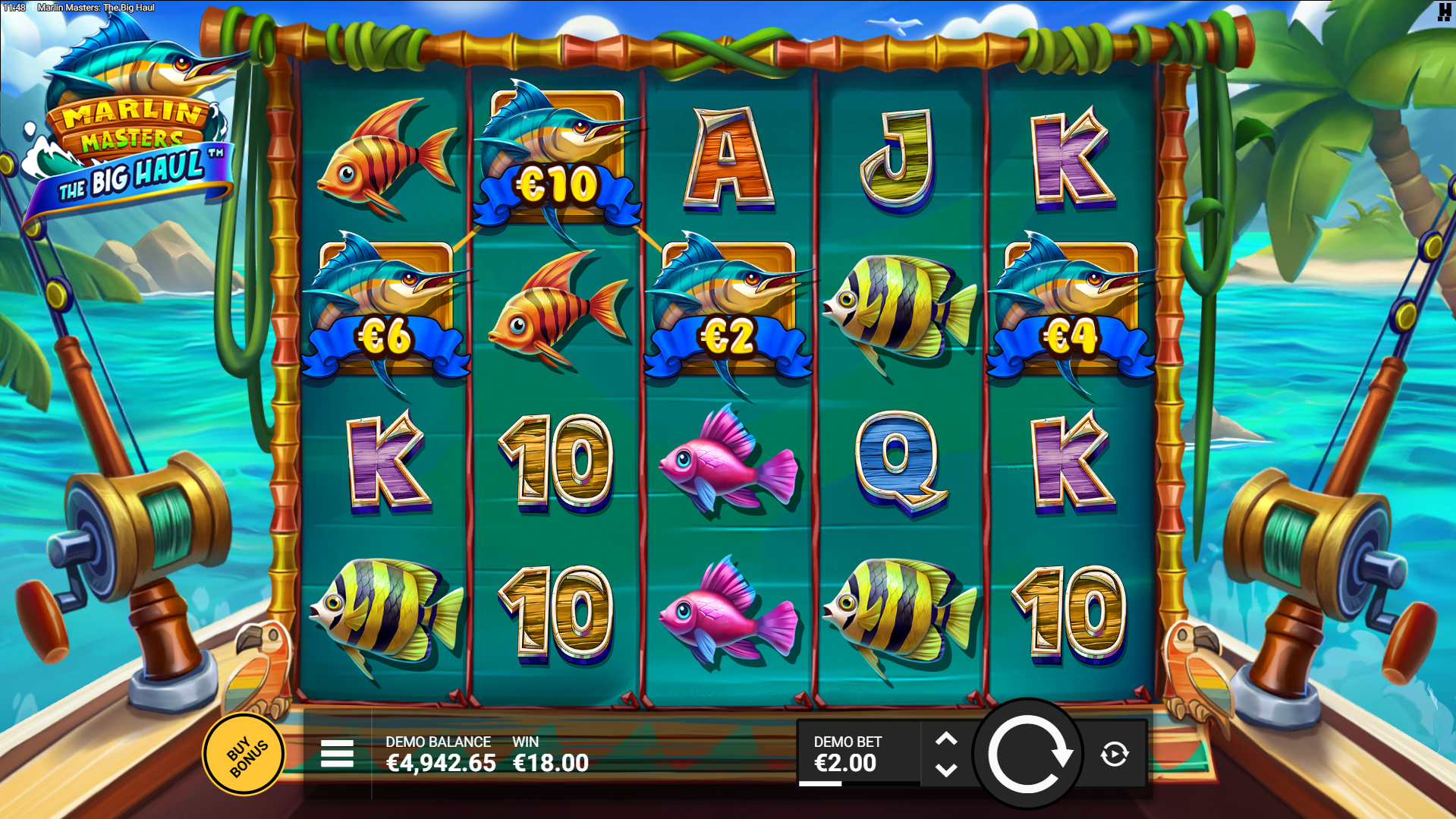 Form Winning LootLines With Marlin Symbols for Additional Prize Value Rewards
