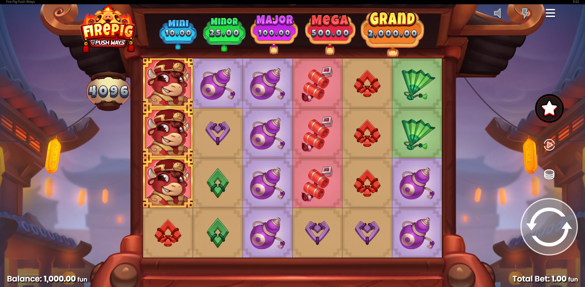 Fire Pig Push Ways Base Game Play