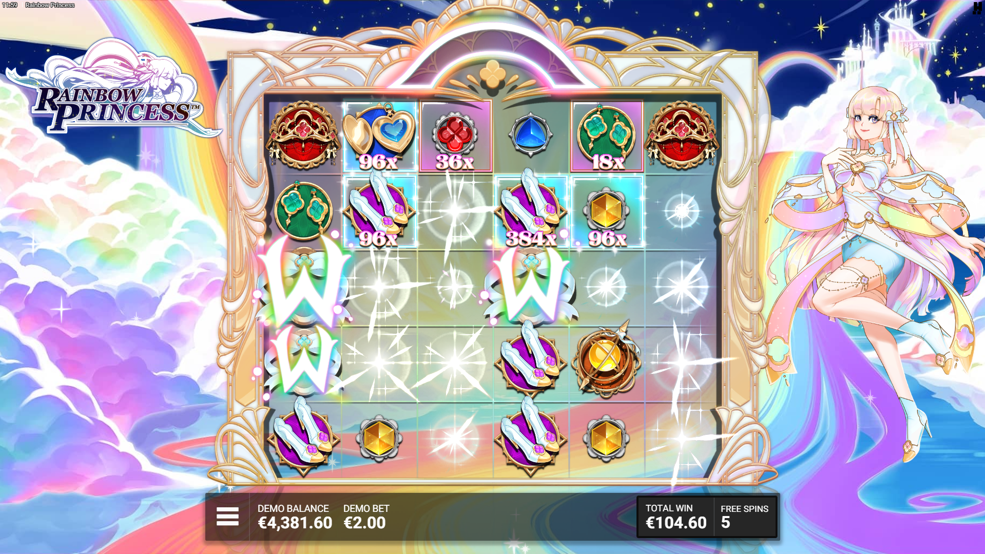 Rainbow Princess "Make It Rainbow" Free Spins Play