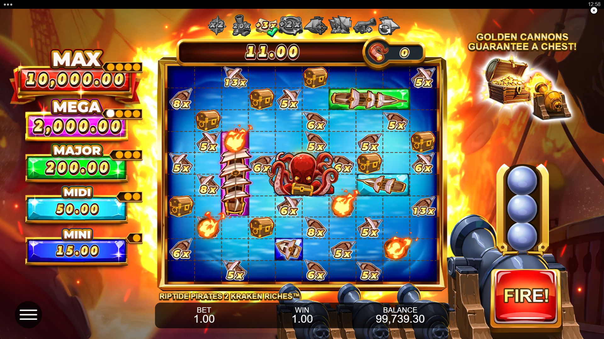 During the Kraken Bonus, Cannons are Fired at Prize Targets for Rewards and Modifiers