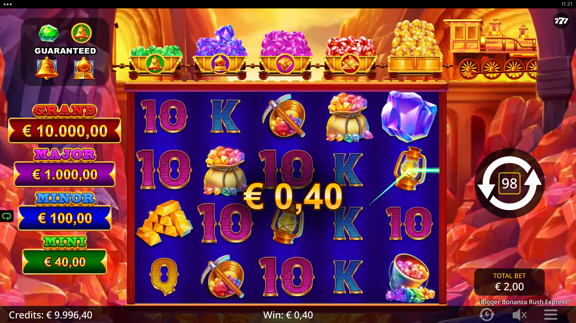 Bigger Bonanza Rush Express Offers Players 20 Fixed Paylines