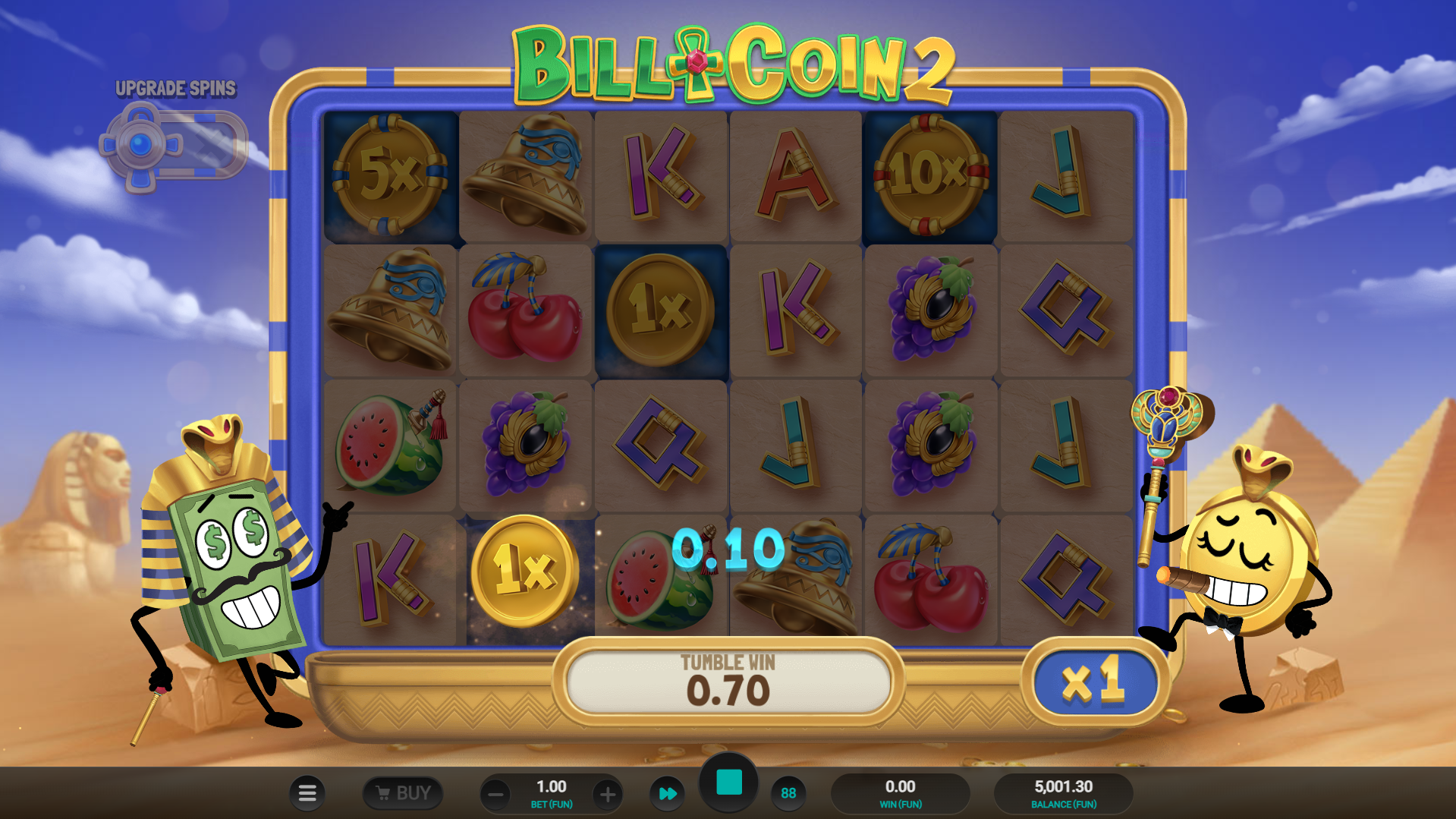 Coin Symbols Reaching the Bottom-Most Row Award Their Prize Value