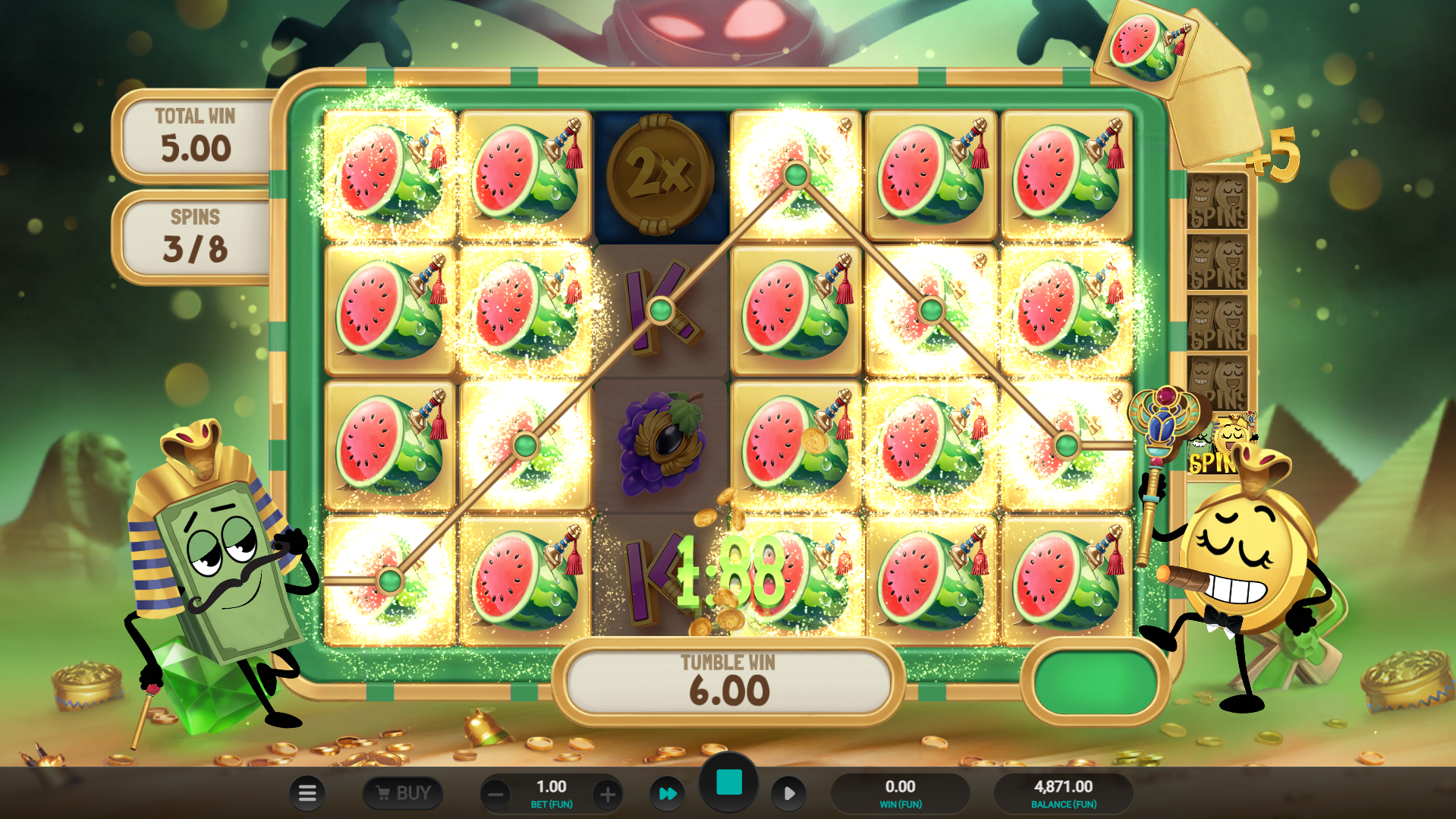 Players get the Choice of 3 Bonus Features, Sticky Coins, Multiplier Ladder or the Book Bonus