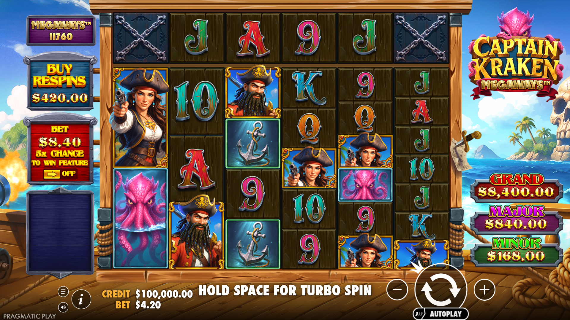 Captain Kraken Megaways Base Game Play