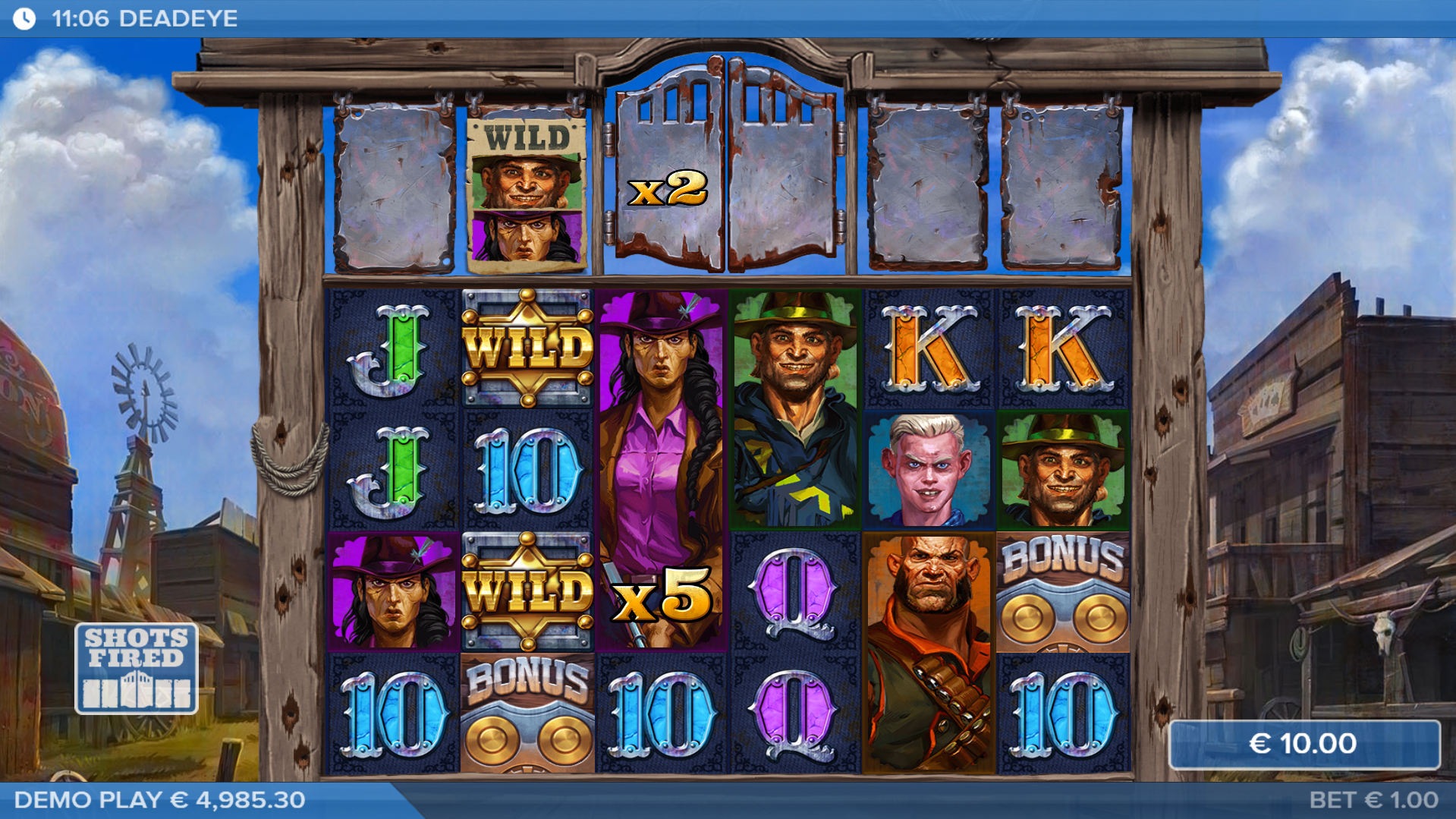 Any Game Round can see Shots Fired at the Steel Posters Above the Reels, Offering up Wild Transformations and Multiplier Values