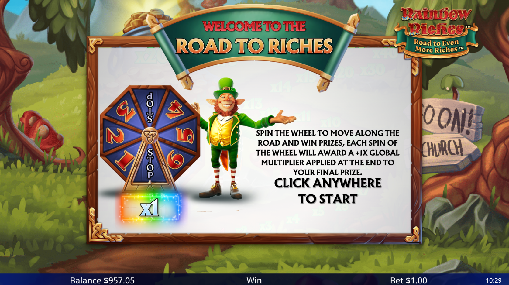 Land 3 or More Road to Riches Scatters to Trigger the Road to Riches Bonus Game