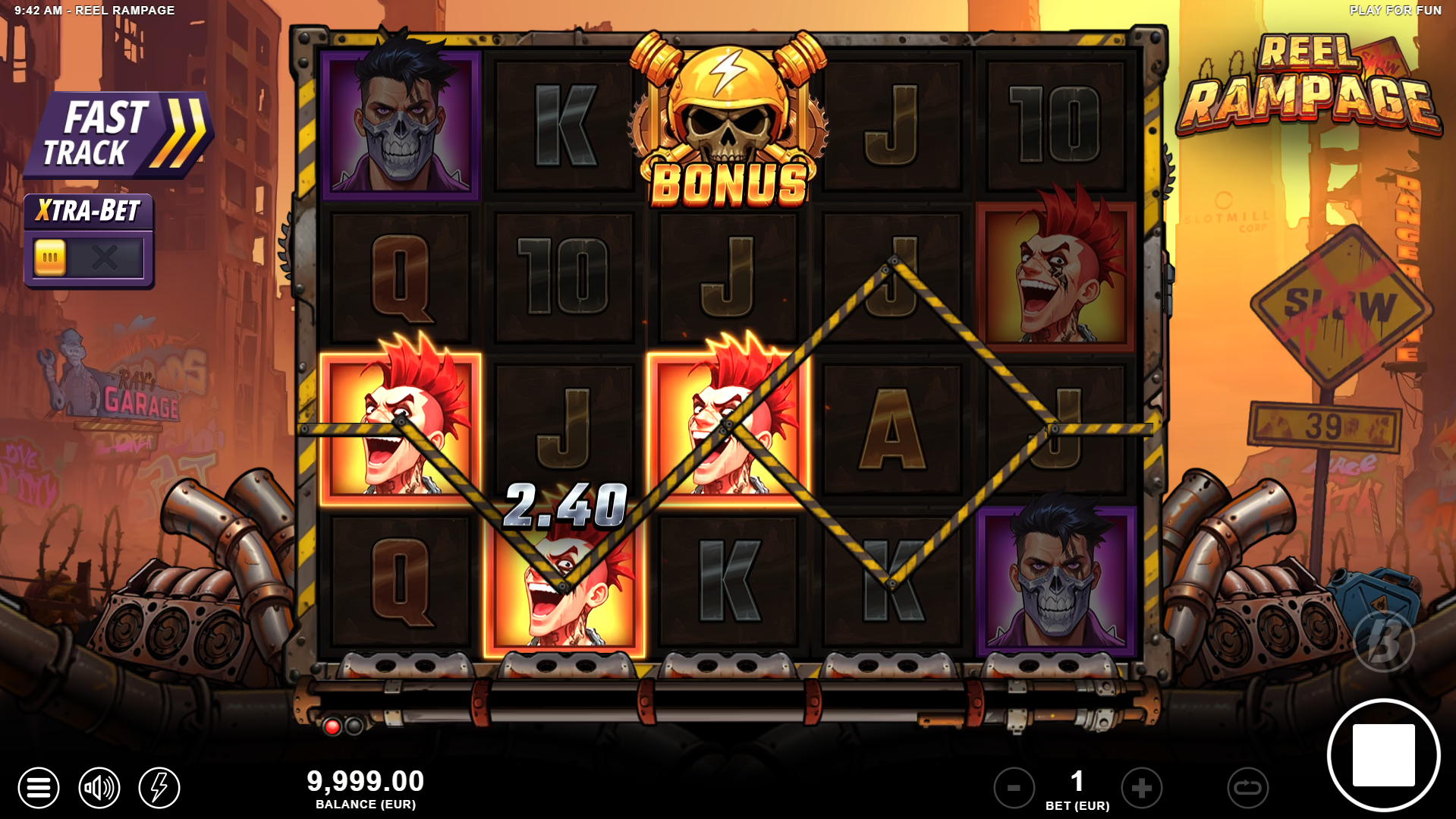 Reel Rampage Offers Players 20 Fixed Paylines