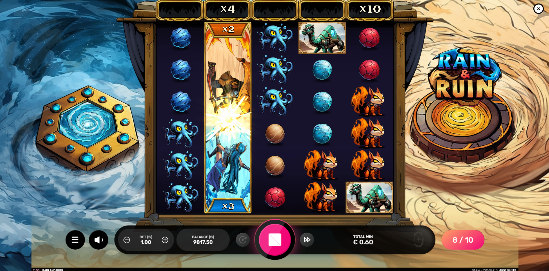 During Free Spins, Starting Reel Multipliers may be Awarded and Become Progressive Throughout