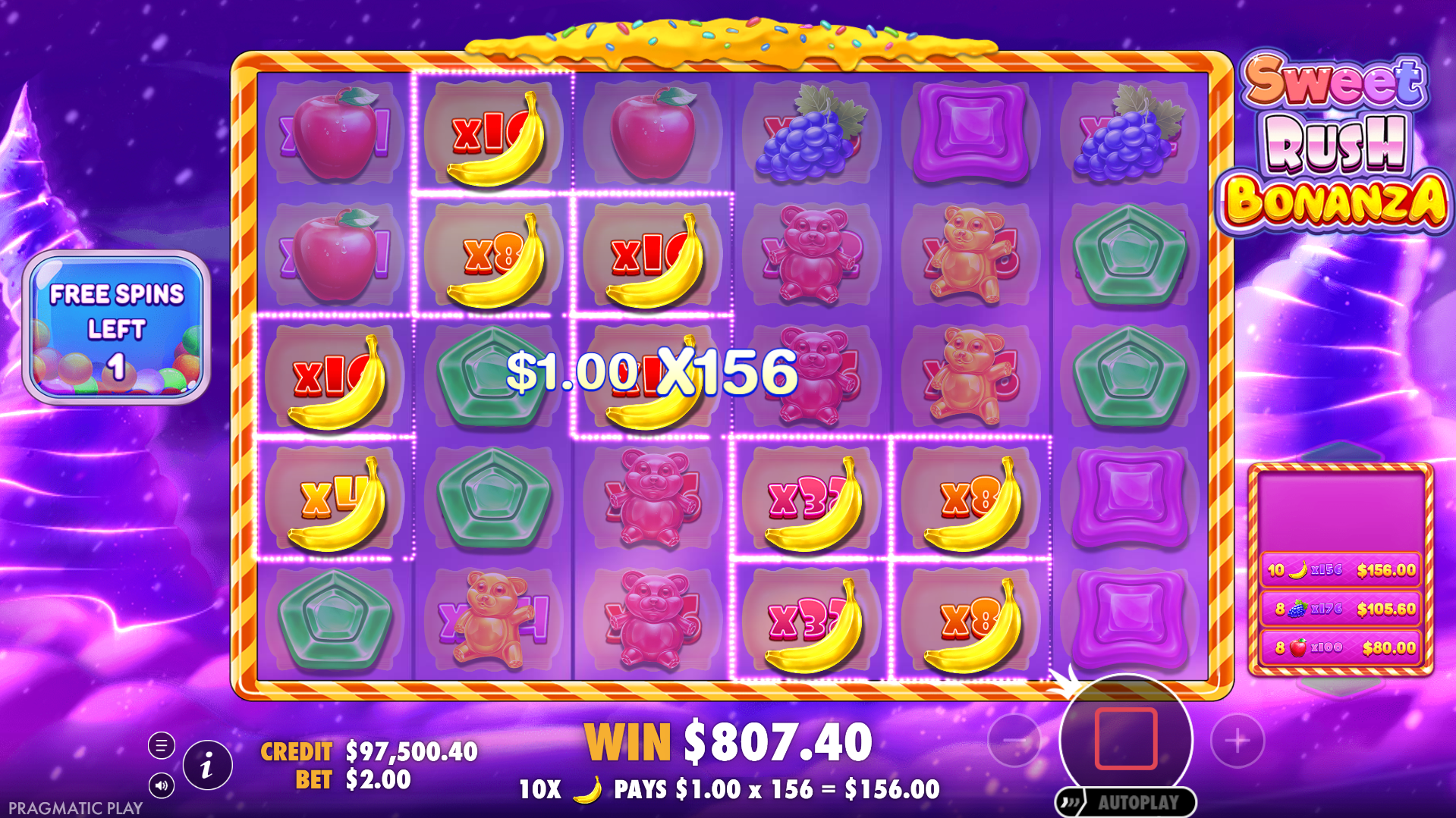 Sweet Rush Bonanza Free Spins Play