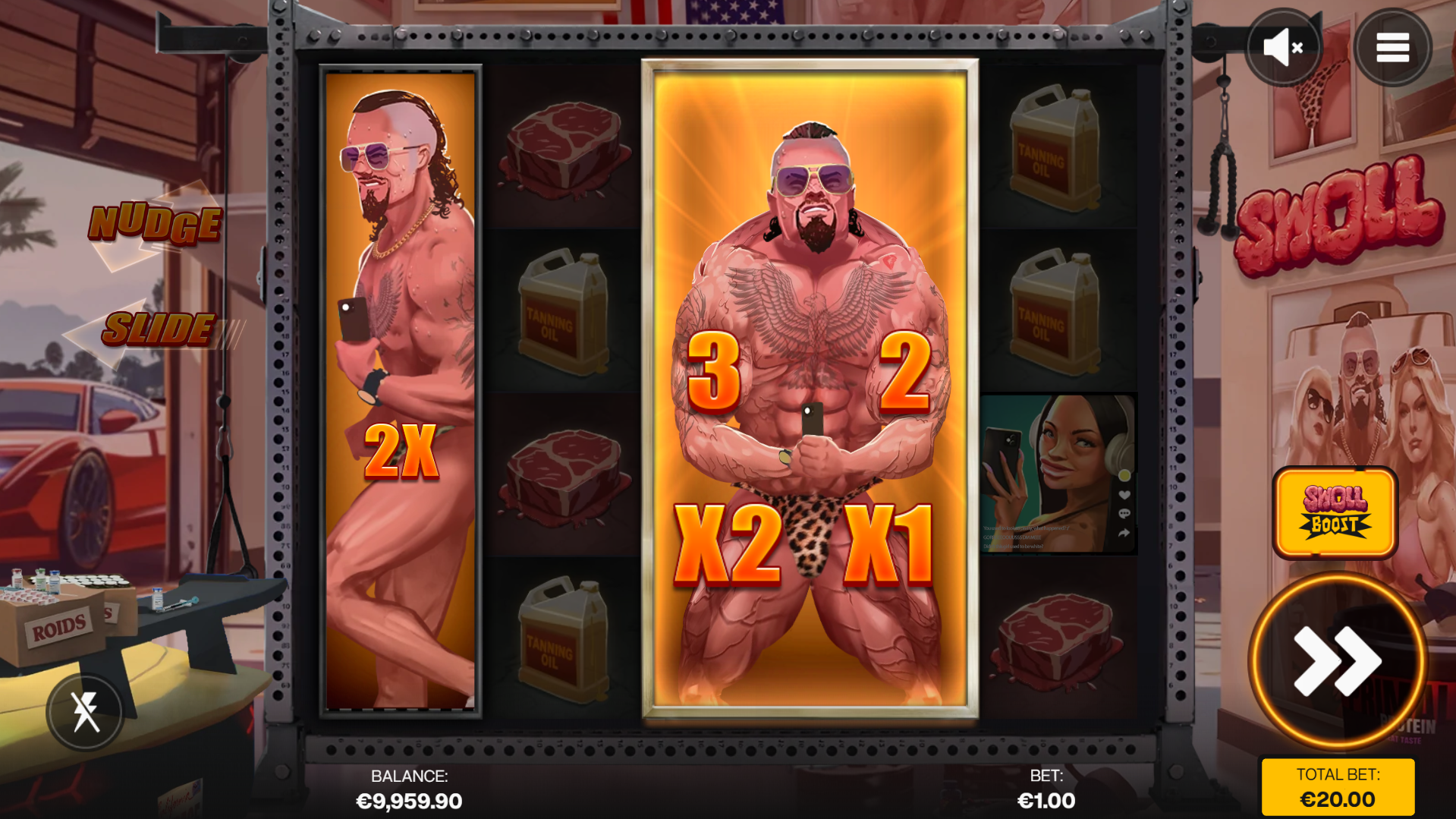 The Swoll Feature Awards Coin Values Multiplied by the Symbol's Adopted Multiplier, with Symbols Able to Merge and Enhance Prizes